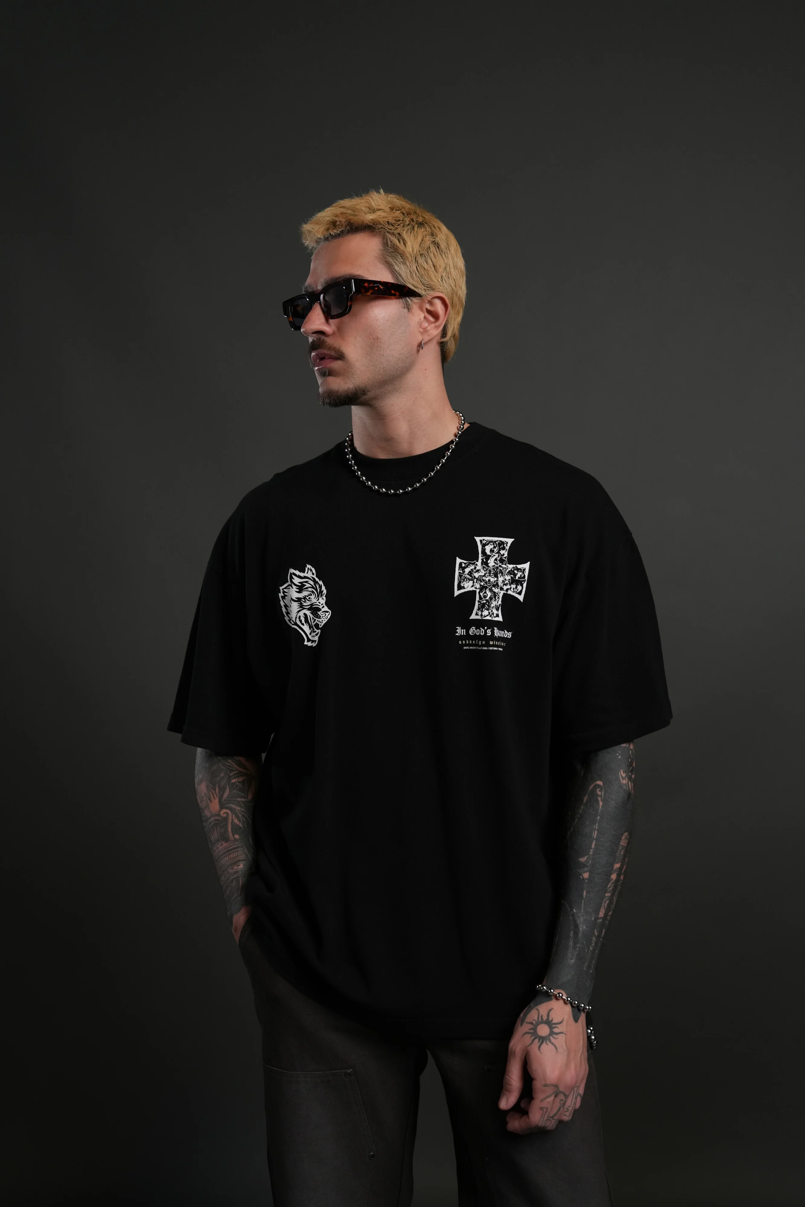 Iron Wolf Pack "Premium" Oversized Tee in Black - Image 2