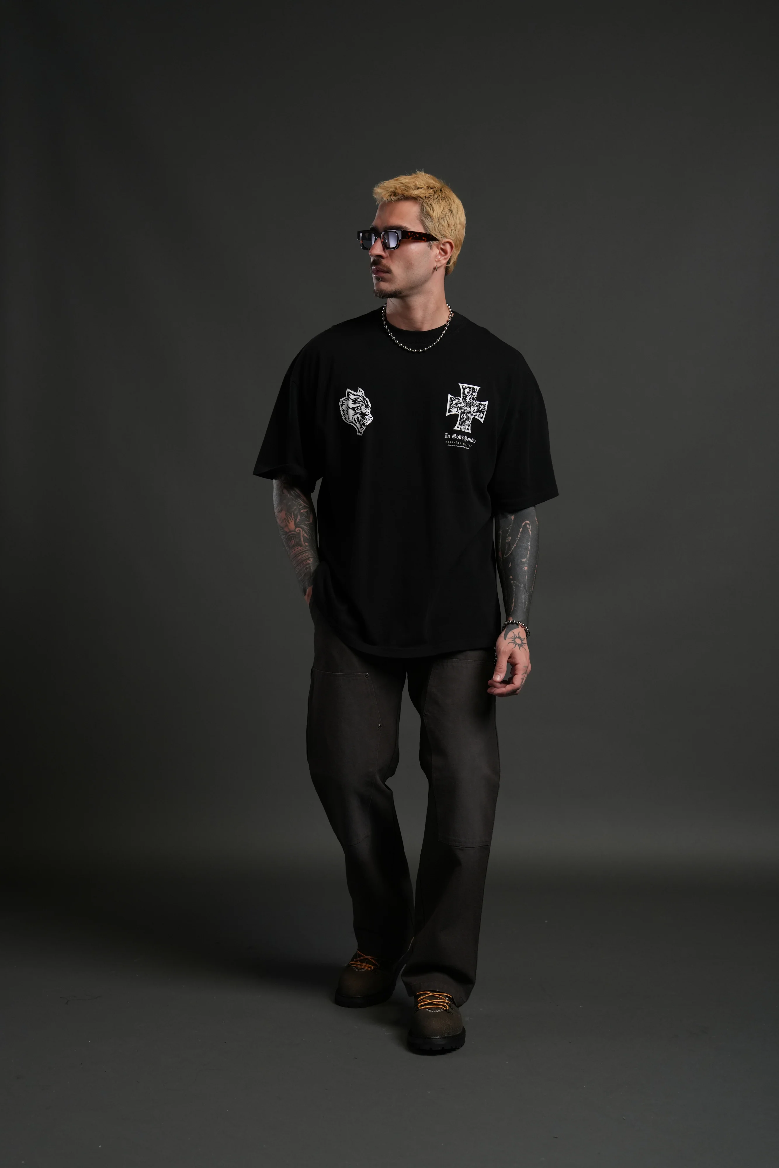 Iron Wolf Pack "Premium" Oversized Tee in Black - Image 5