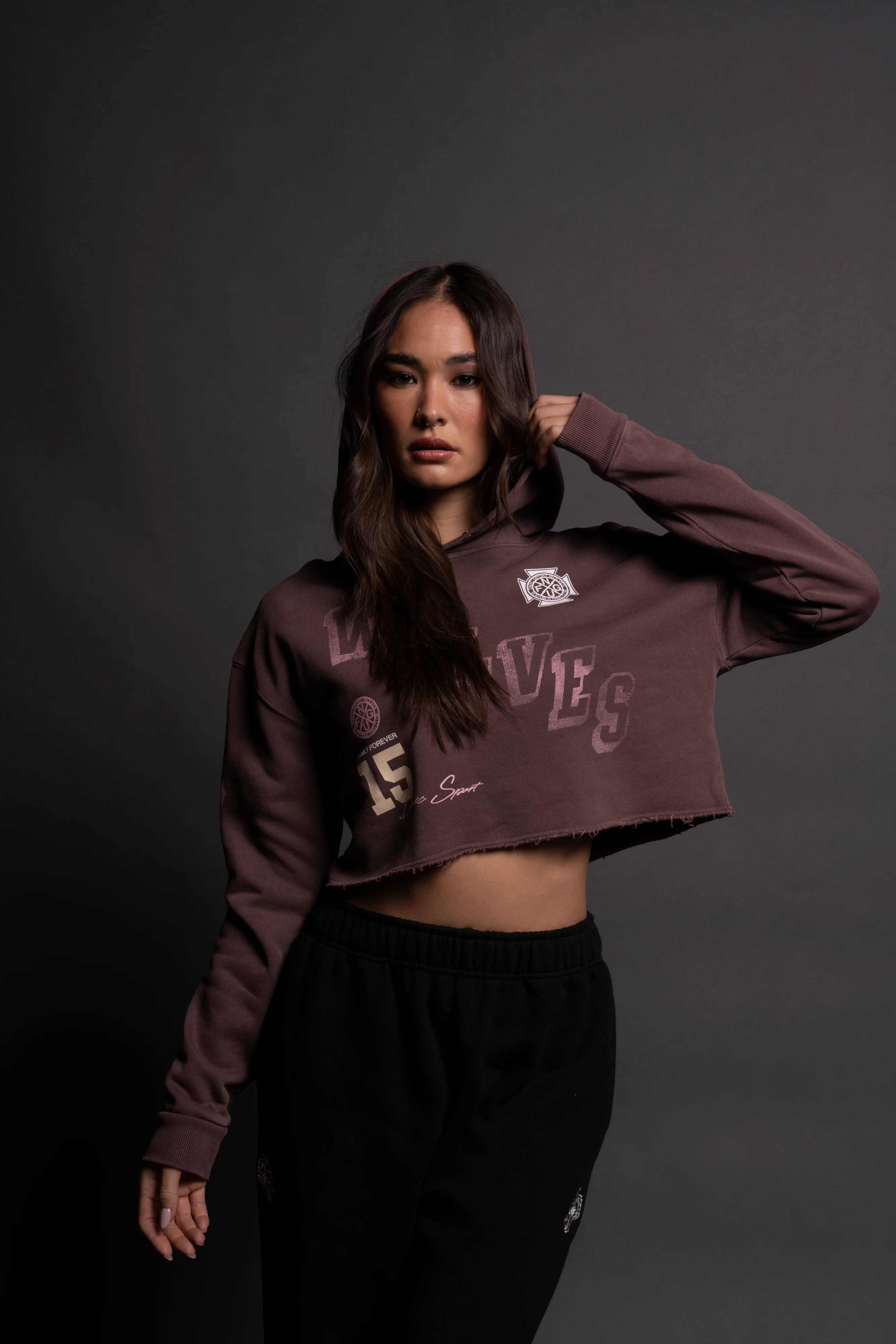 Keep Climbing "Pierce" (Cropped) Hoodie in Rose Taupe - Image 5