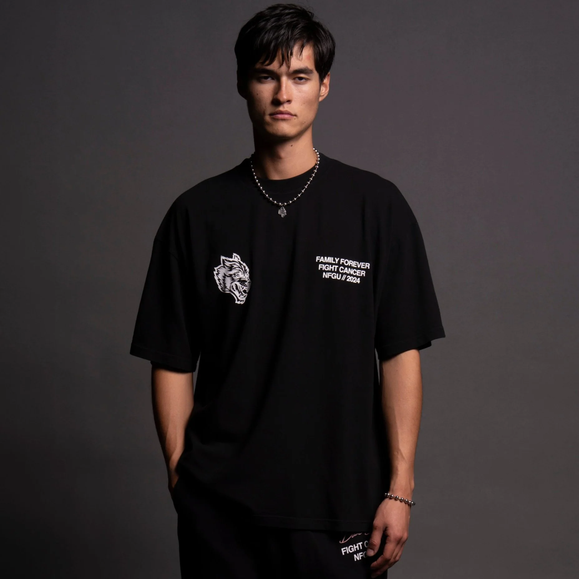 Keep On Fighting "Premium" Oversized Tee in Black - Image 2