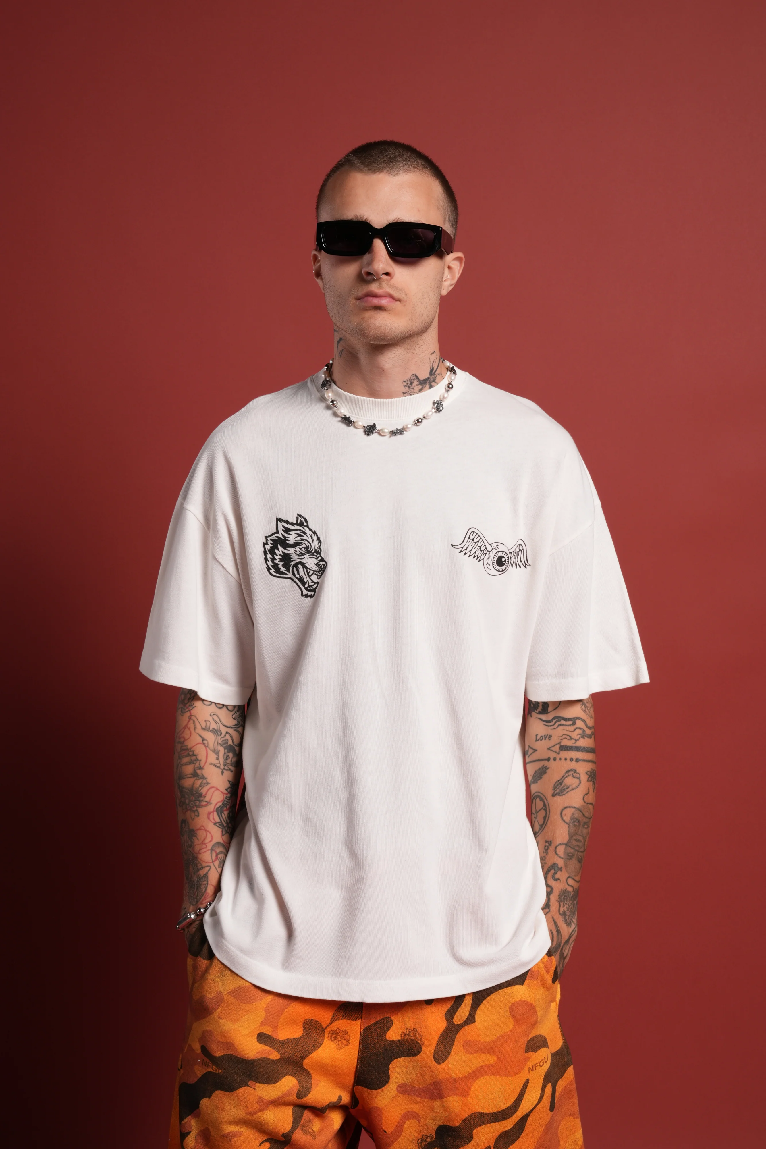Kulture Klash Premium Oversized Tee in Cream - Image 2