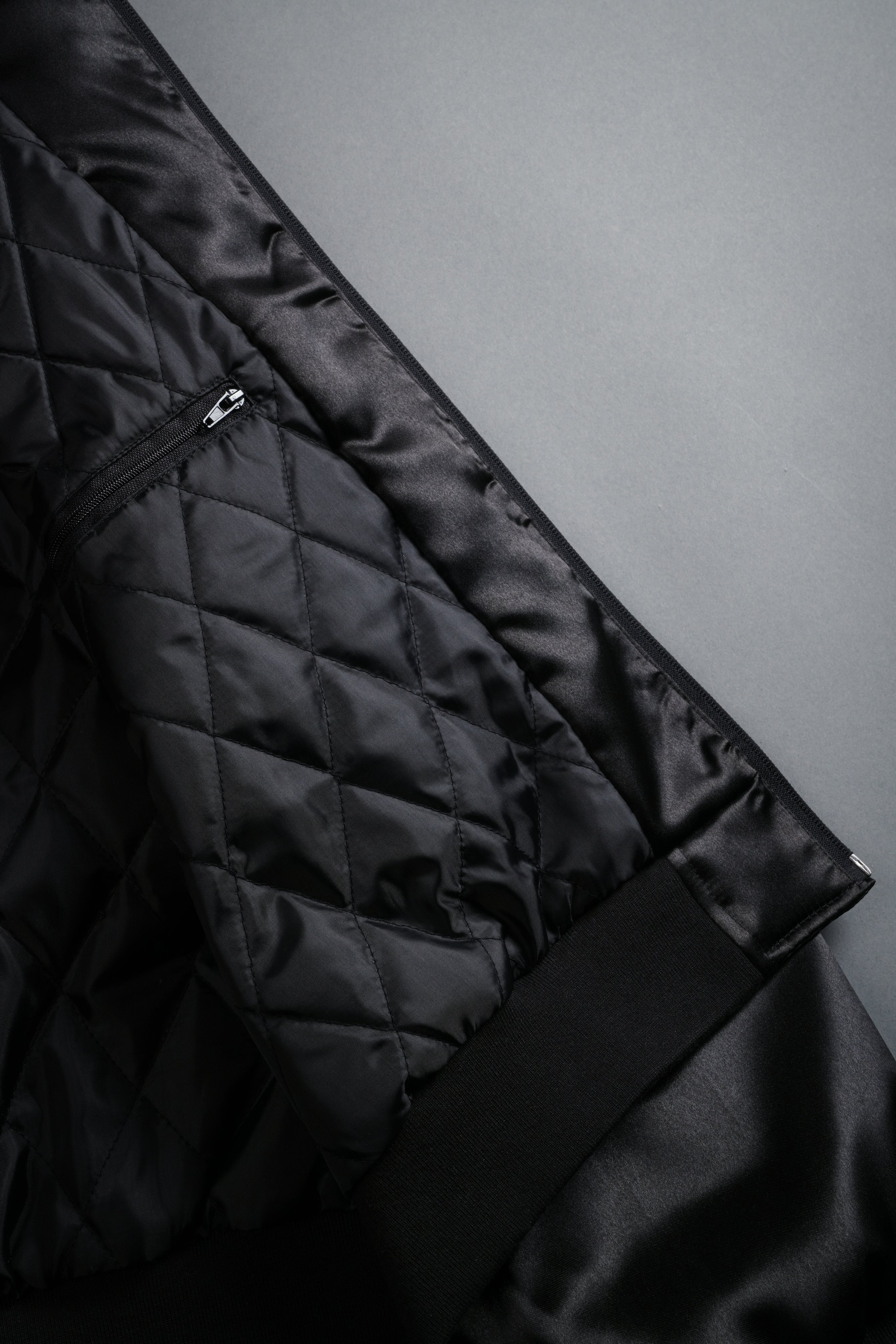 Last Love Unisex Cropped Satin Bomber Jacket in Black - Image 19