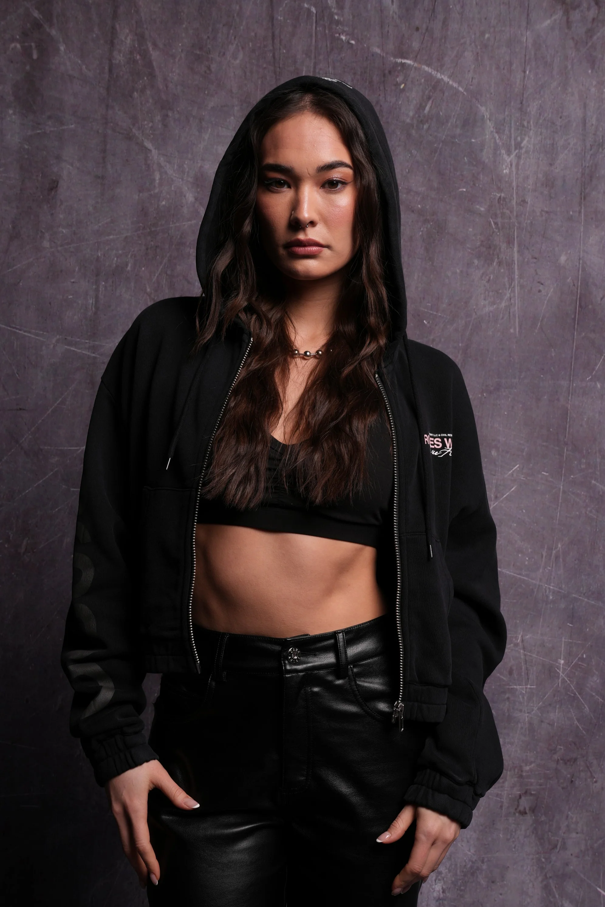 Life and Death "Chambers" (Cropped) Zip Hoodie in Black - Image 3