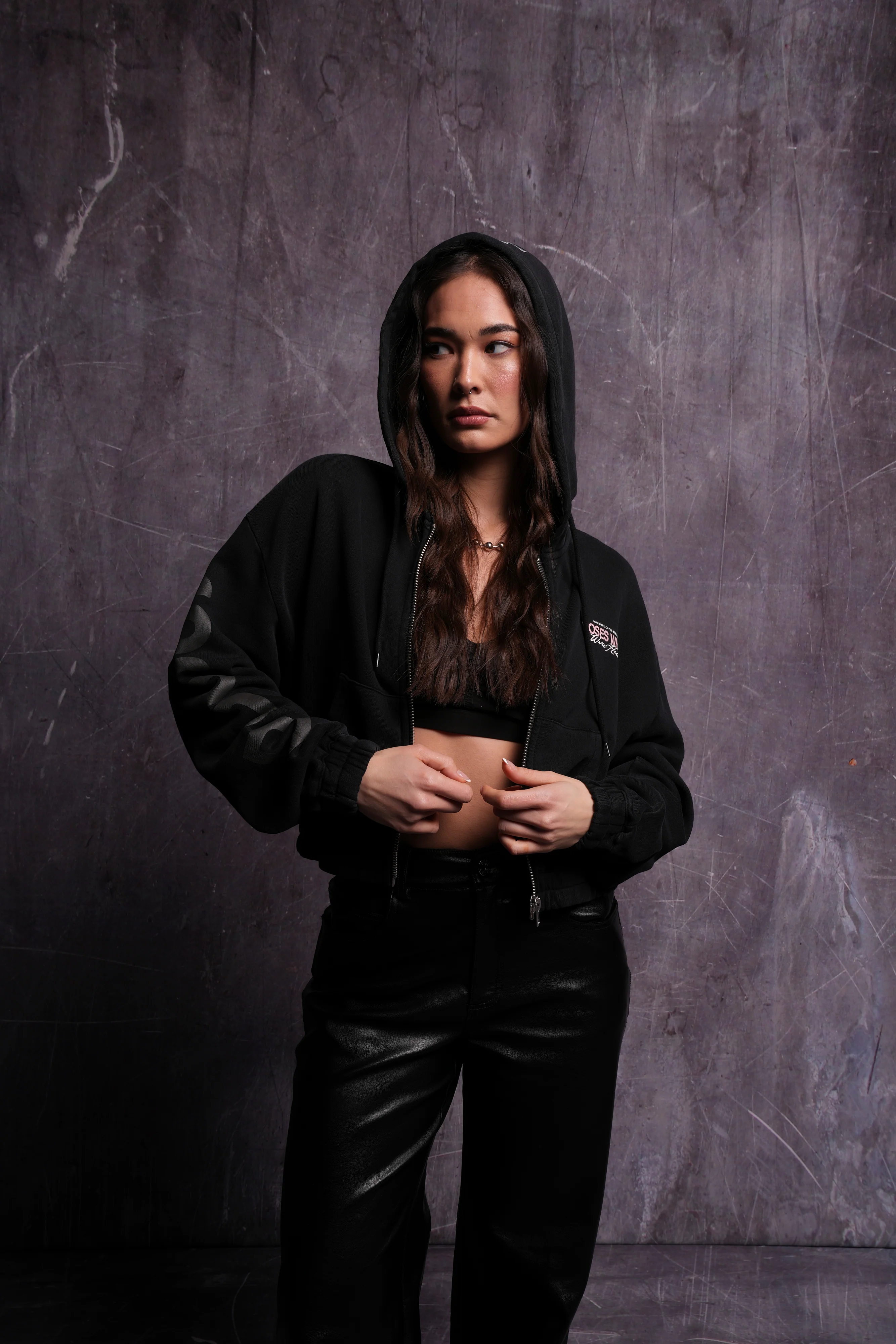 Life and Death "Chambers" (Cropped) Zip Hoodie in Black - Image 4