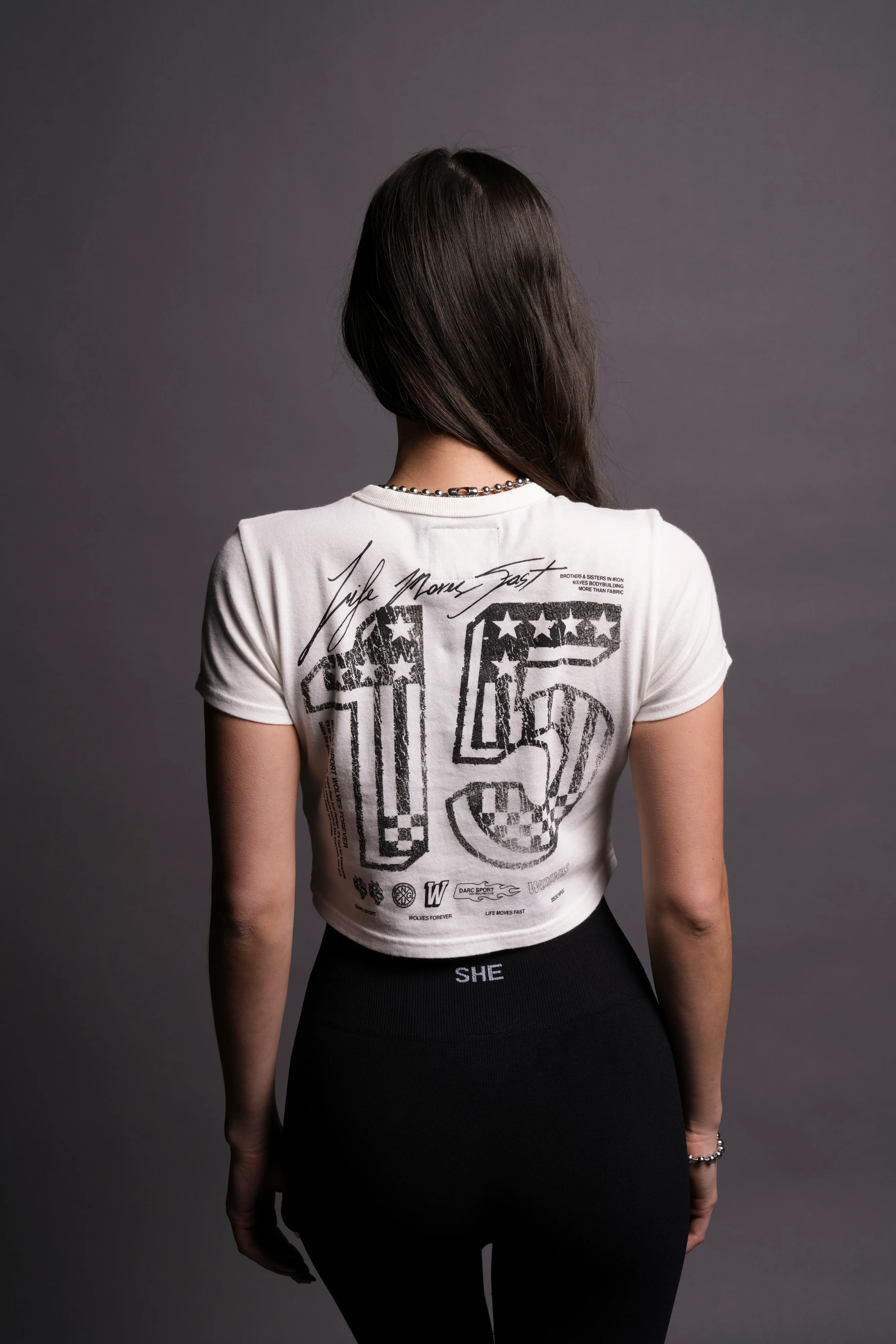 Life Moves Fast V2 "Vintage Timeless" (Cropped) Tee in Cream - Image 6