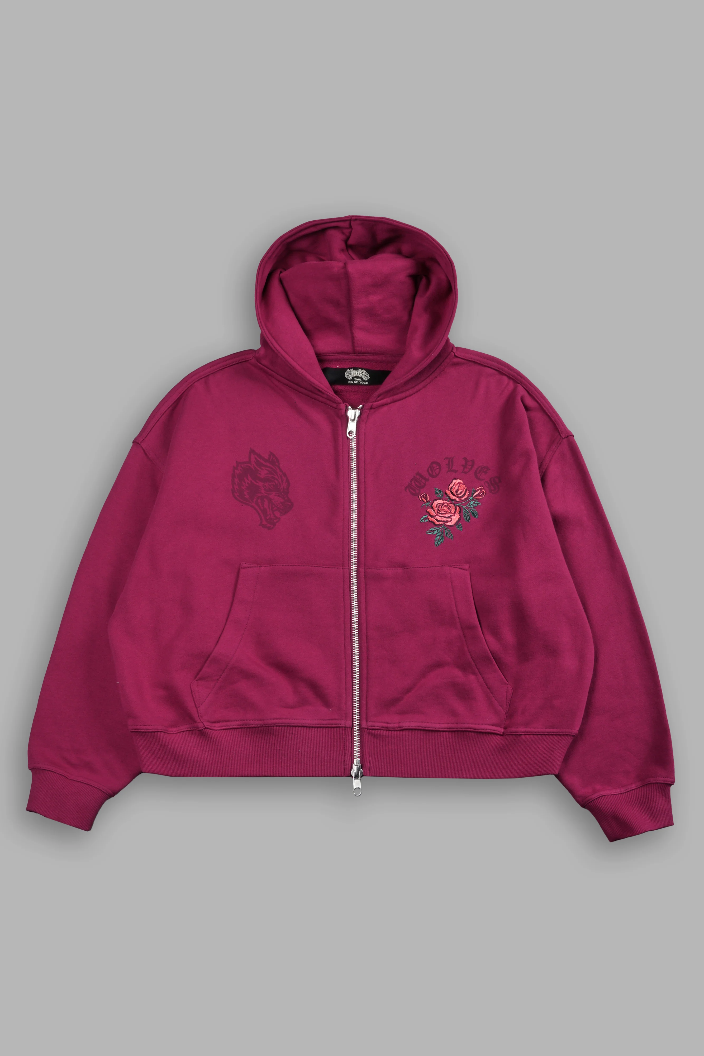 Love Story Vex Double Zip Hoodie in Deep Raspberry - Image 7