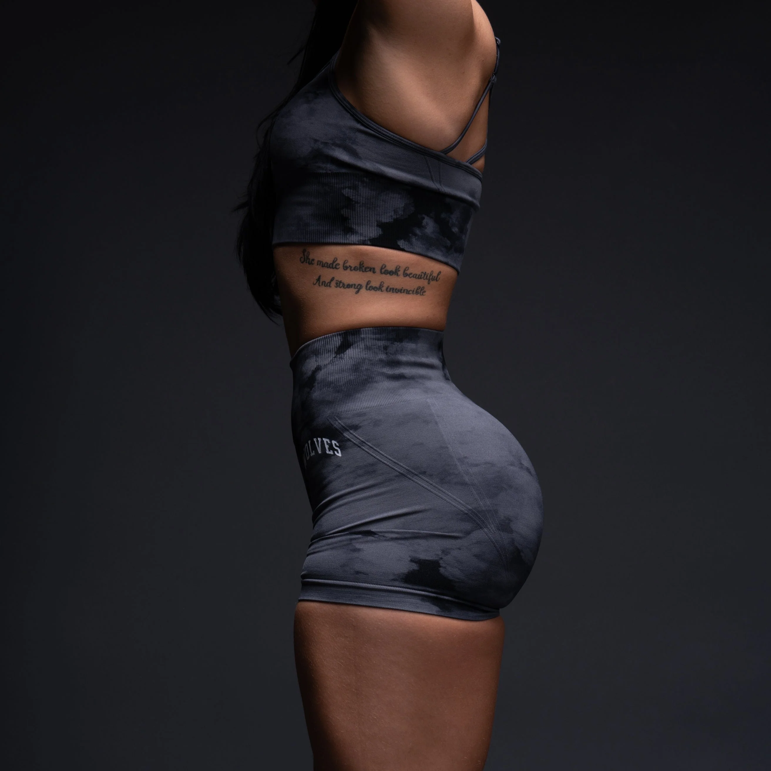 Loyalty Everson Seamless "Huxley" Shorts in Black Ghost Clouds - Image 12