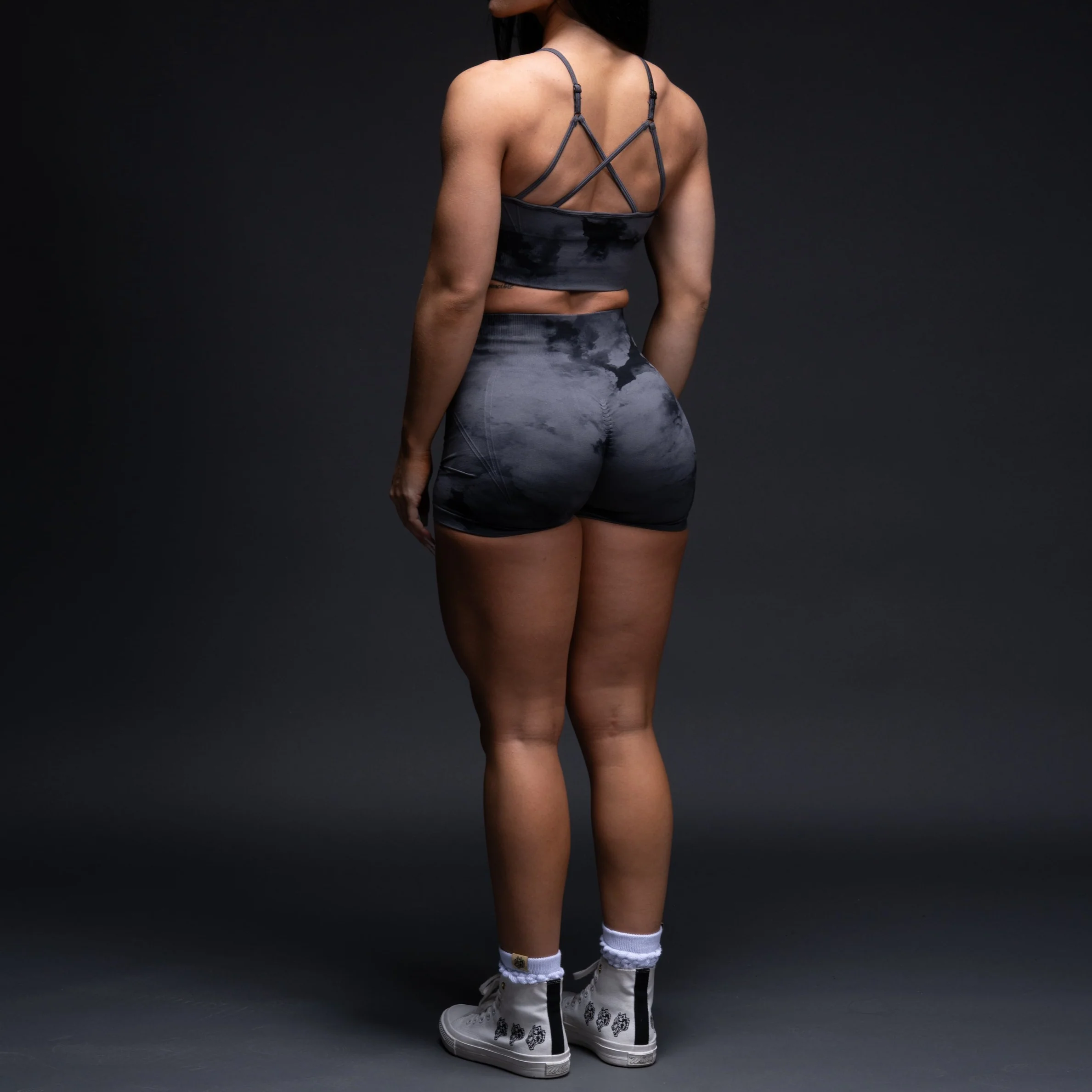 Loyalty Everson Seamless "Huxley" Shorts in Black Ghost Clouds - Image 14