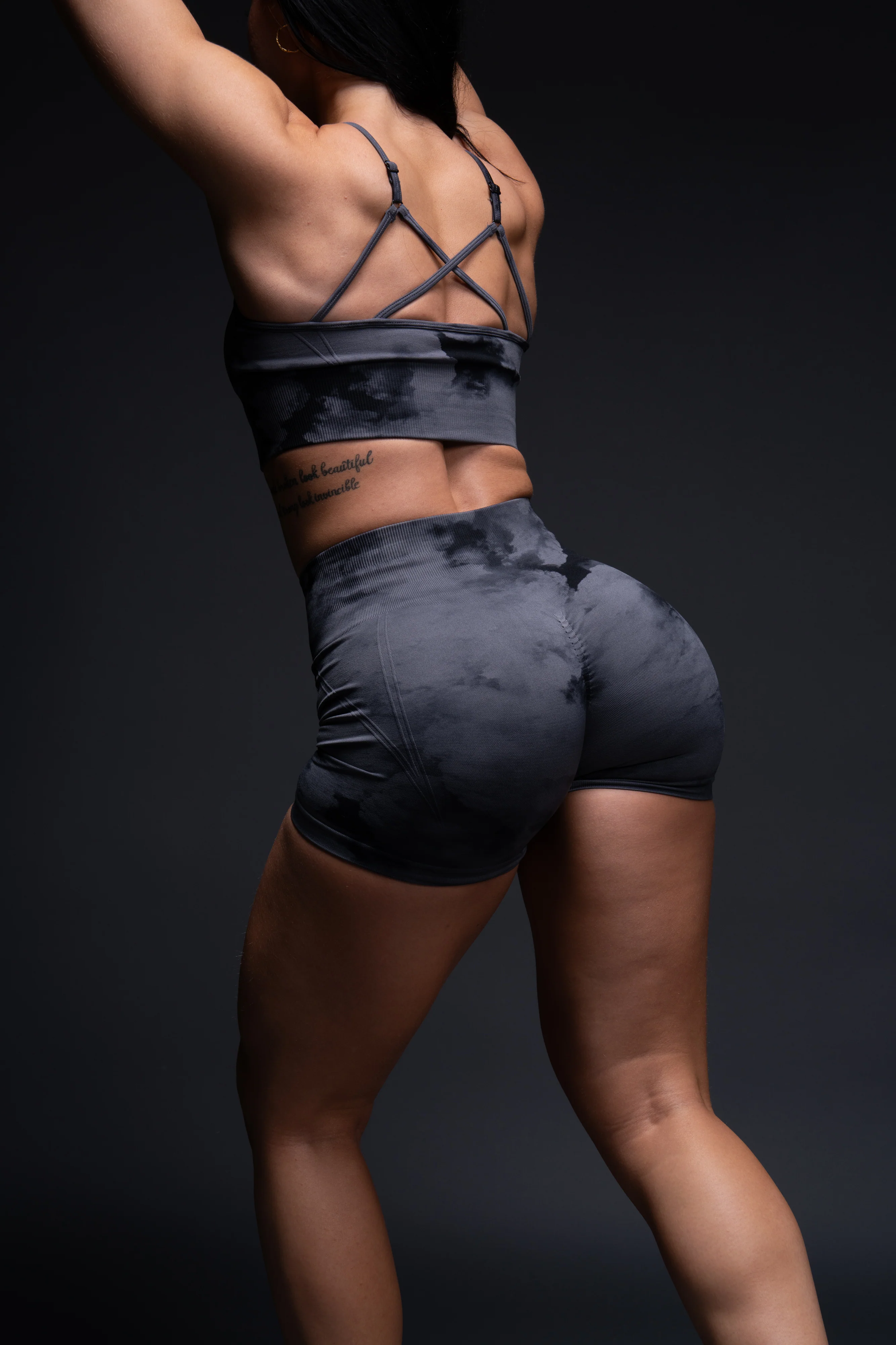 Loyalty Everson Seamless "Huxley" Shorts in Black Ghost Clouds - Image 15
