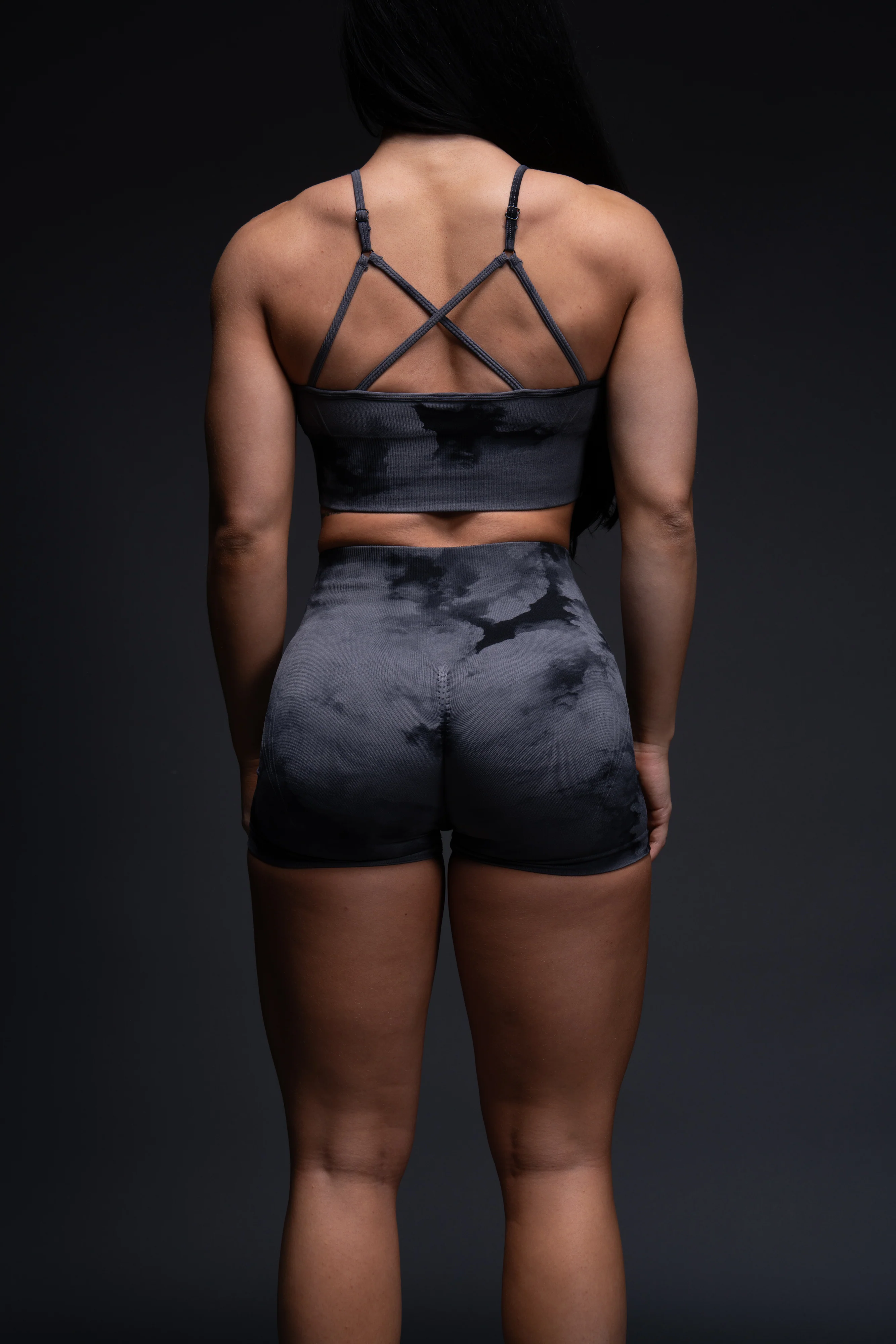 Loyalty Everson Seamless "Huxley" Shorts in Black Ghost Clouds - Image 16