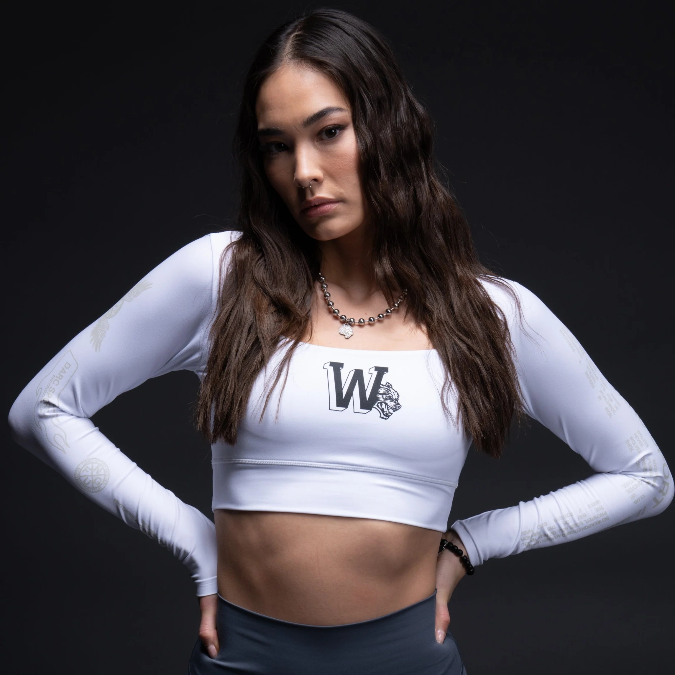 Marked L/S Jade "Energy" Top in White