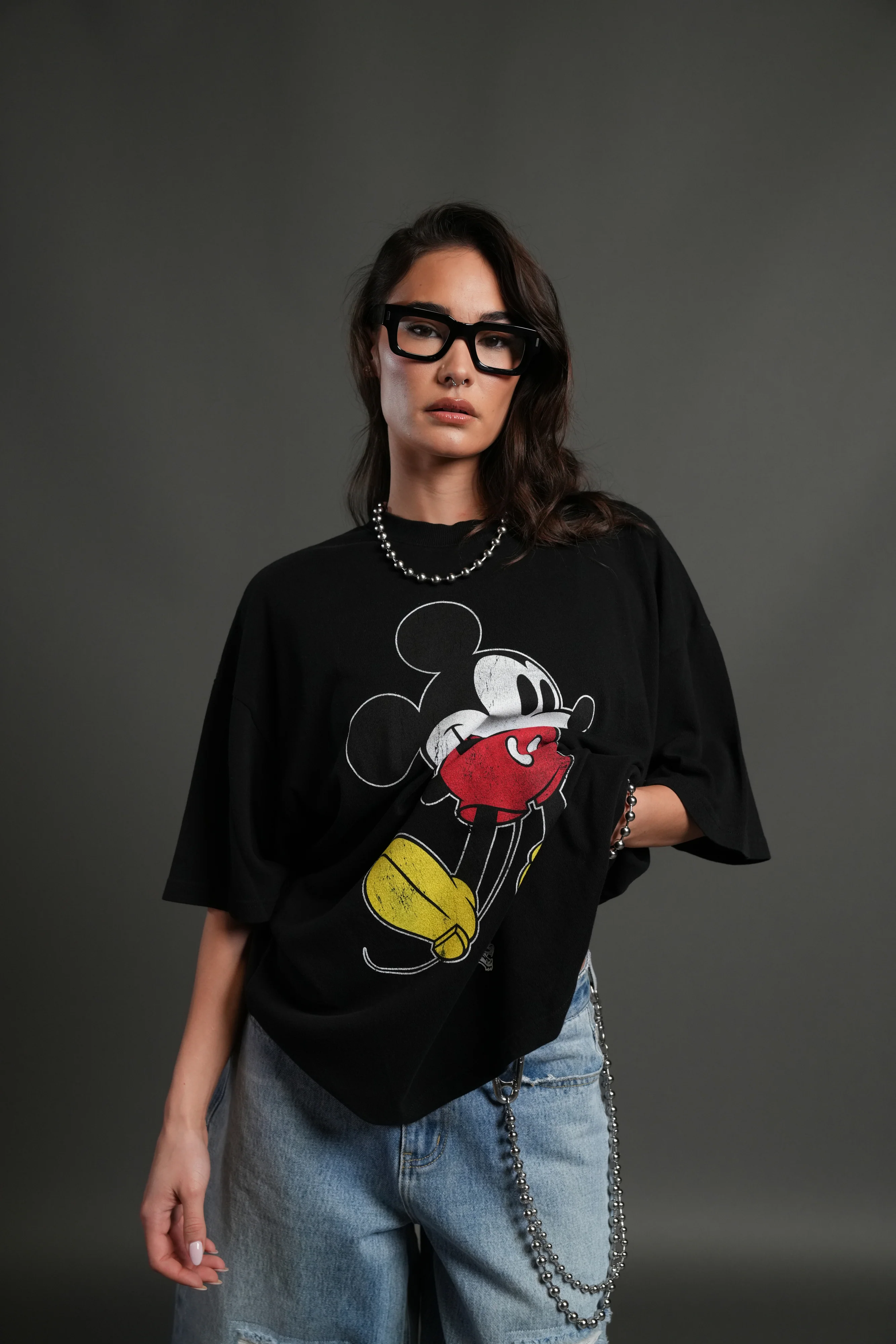 Mickey Mouse Premium Oversized Tee in Black - Image 5