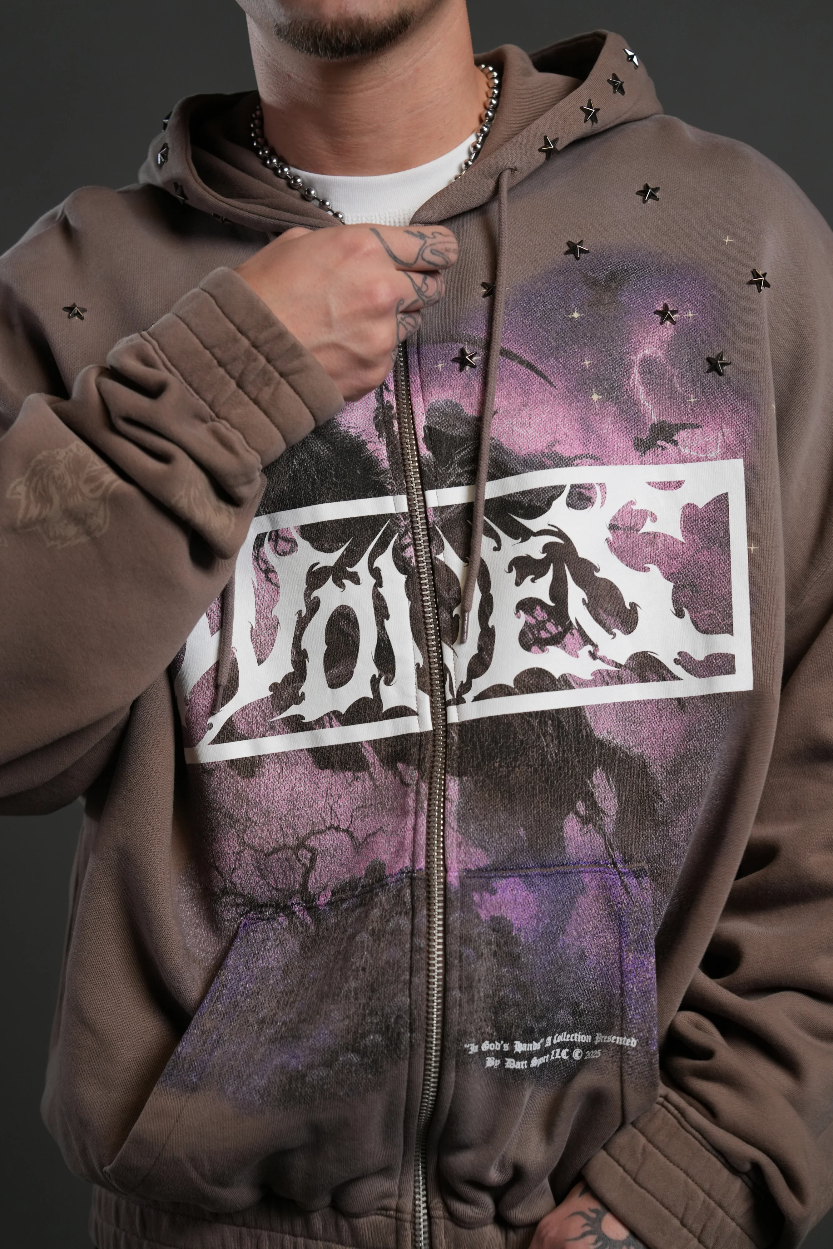 Midnight Horseman "Chambers" Zip Hoodie in Mojave Brown Drift Wash - Image 5