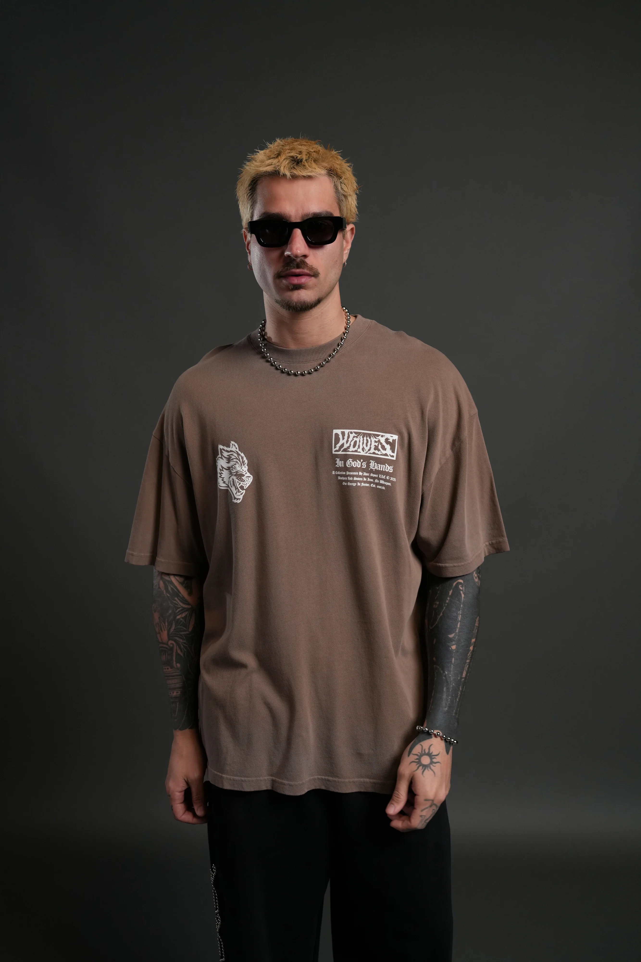 Midnight Horseman "Premium" Oversized Tee in Mojave Brown Drift Wash - Image 2