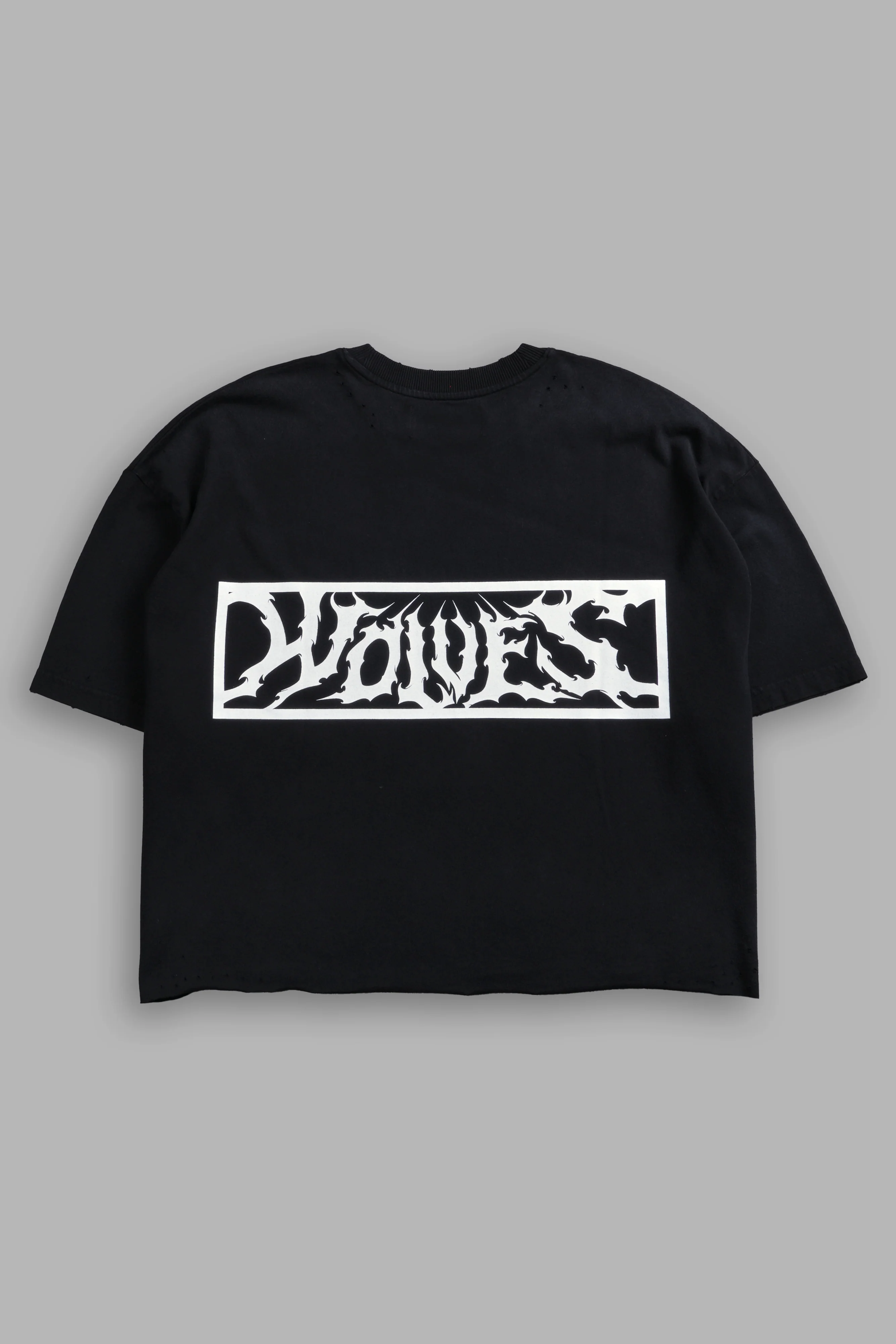 Midnight Wolves Distressed Grunge "Box Cut" Tee V2 in Black Drift Wash - Image 3