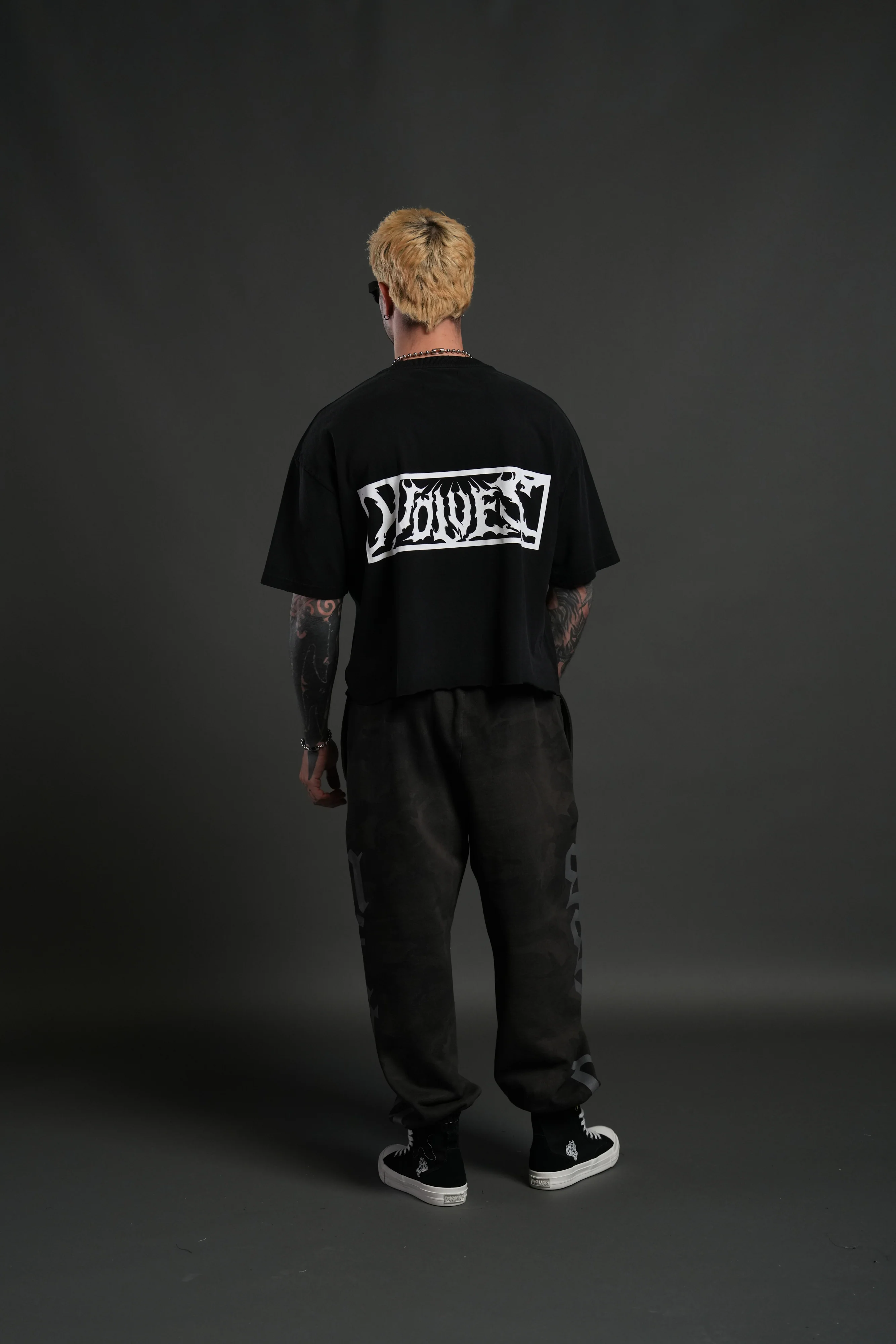 Midnight Wolves Distressed Grunge "Box Cut" Tee V2 in Black Drift Wash - Image 6