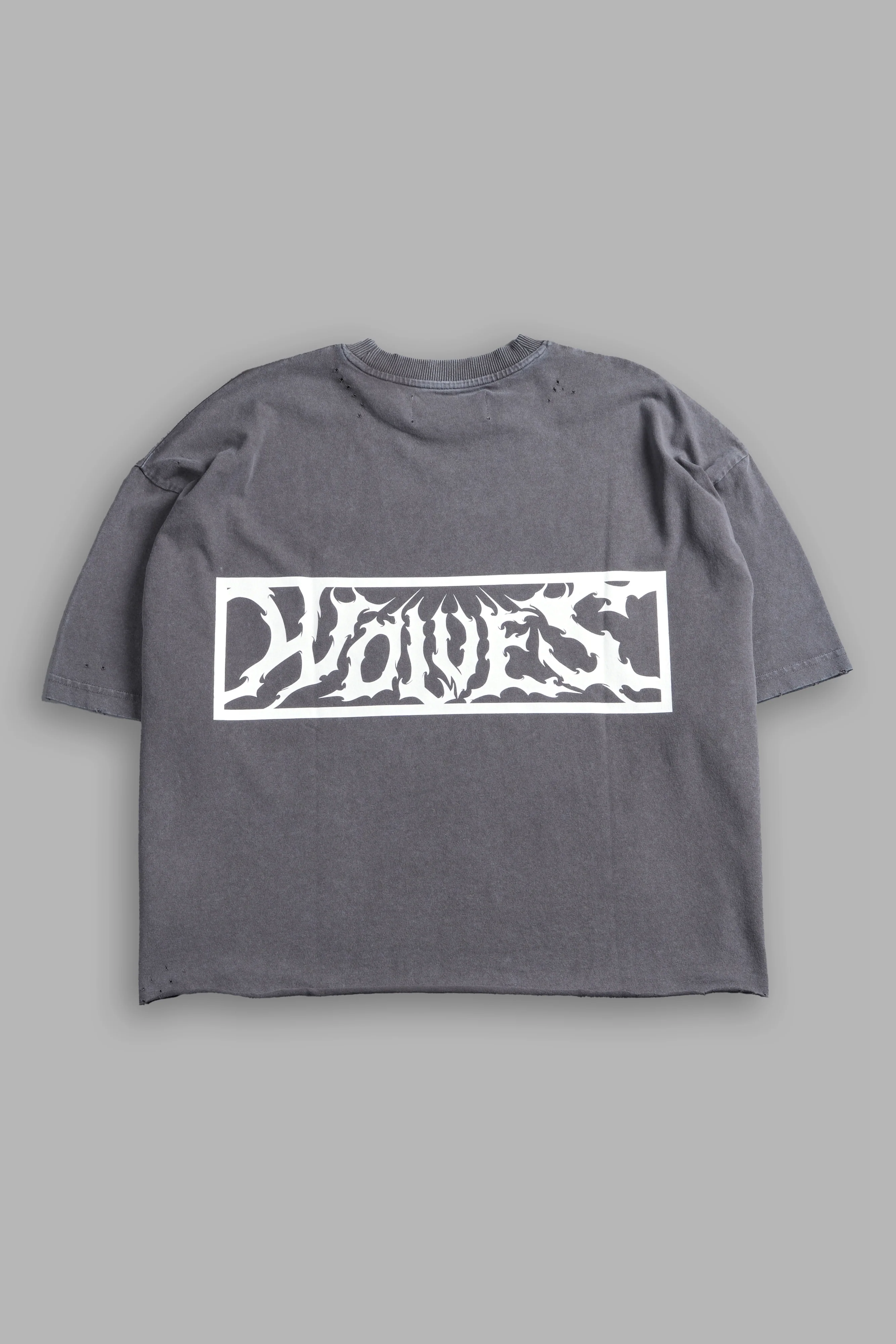 Midnight Wolves Distressed Grunge "Box Cut" Tee V2 in Slate Gray - Image 3