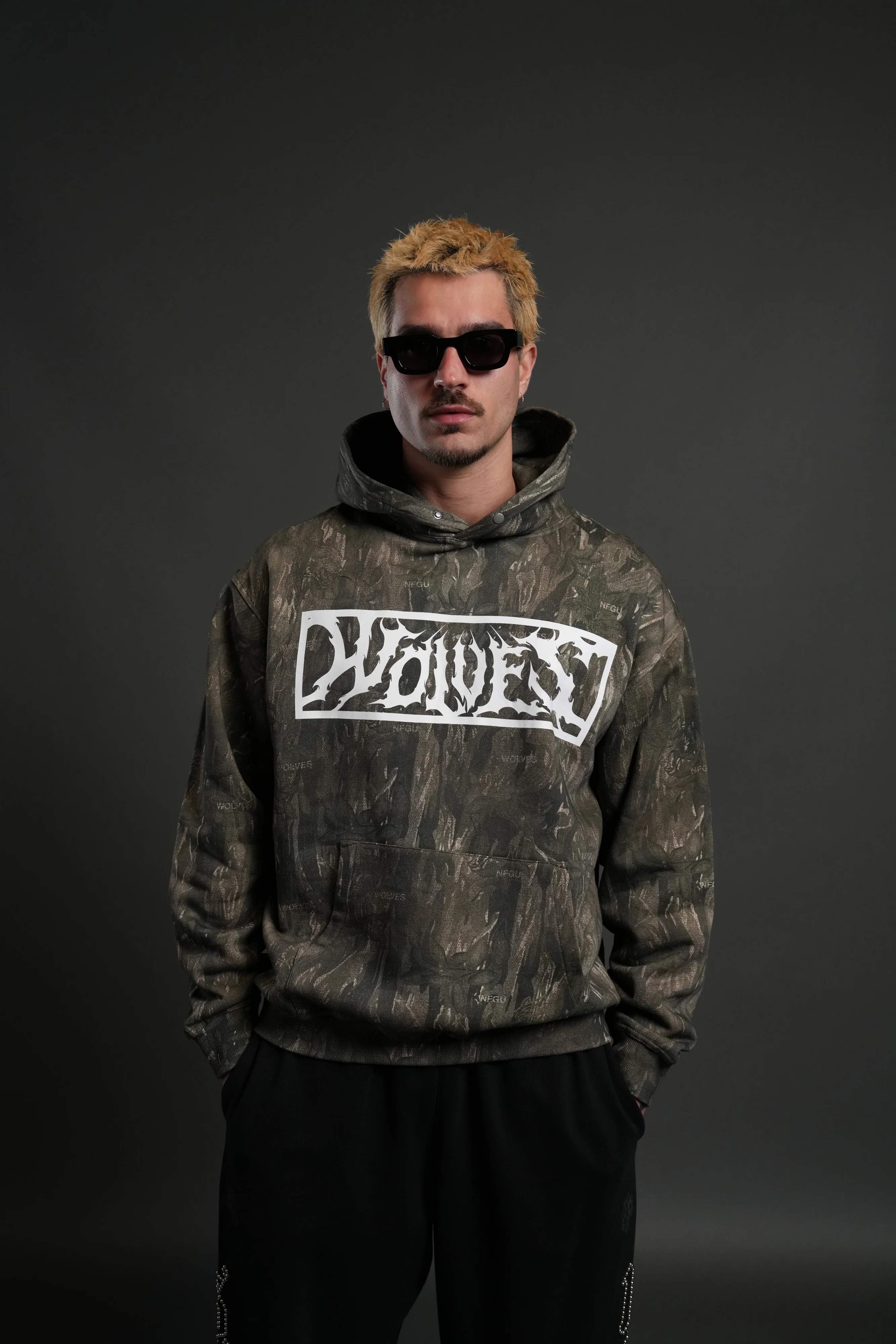 Midnight Wolves "Pierce" Hoodie in Vintage Norse Camo - Image 2