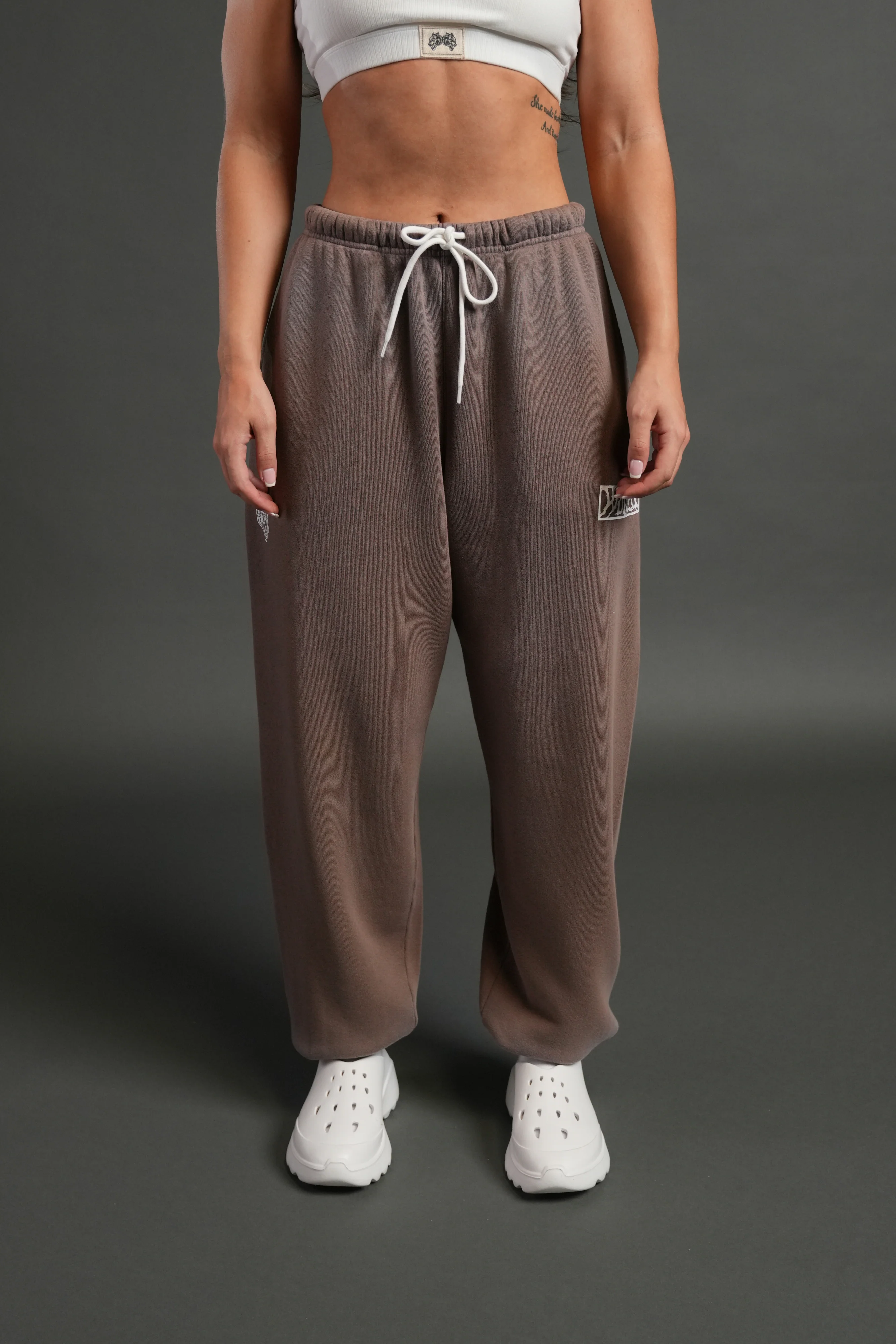 Midnight Wolves Premium Lounger Sweat Pants in Mojave Brown Drift Wash