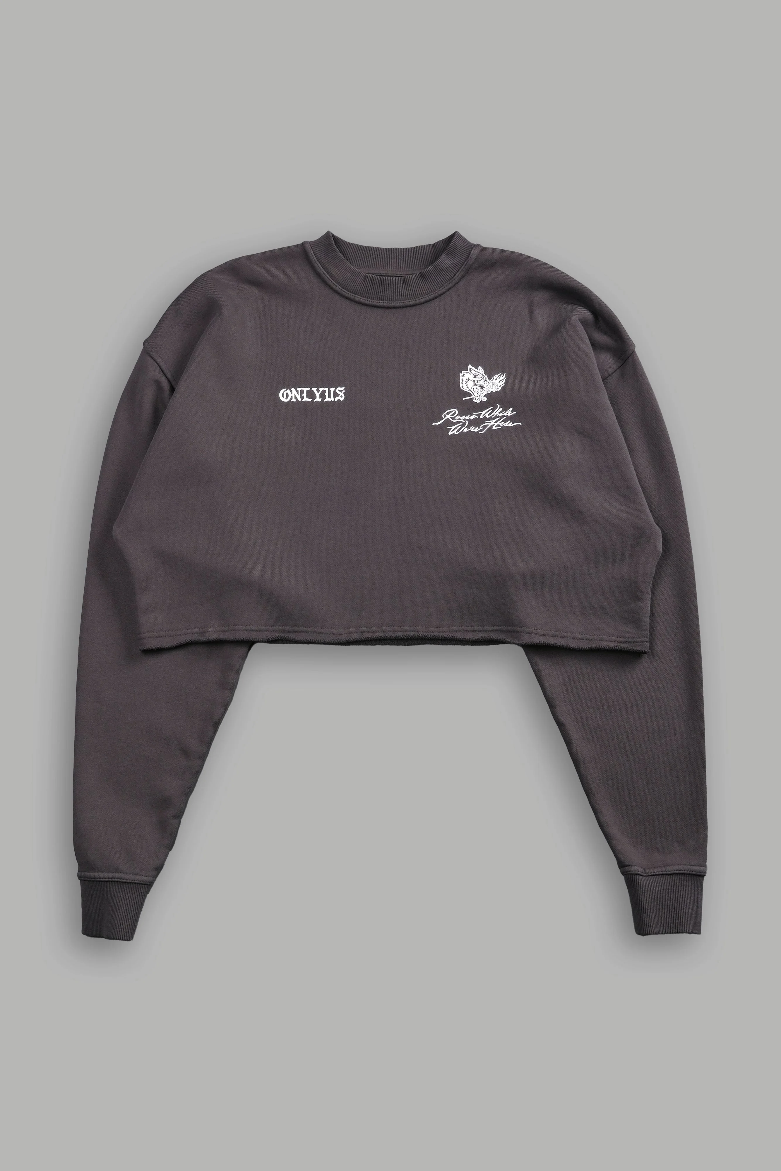 Mori Among Roses London (Cropped) Crewneck in Wolf Gray - Image 6