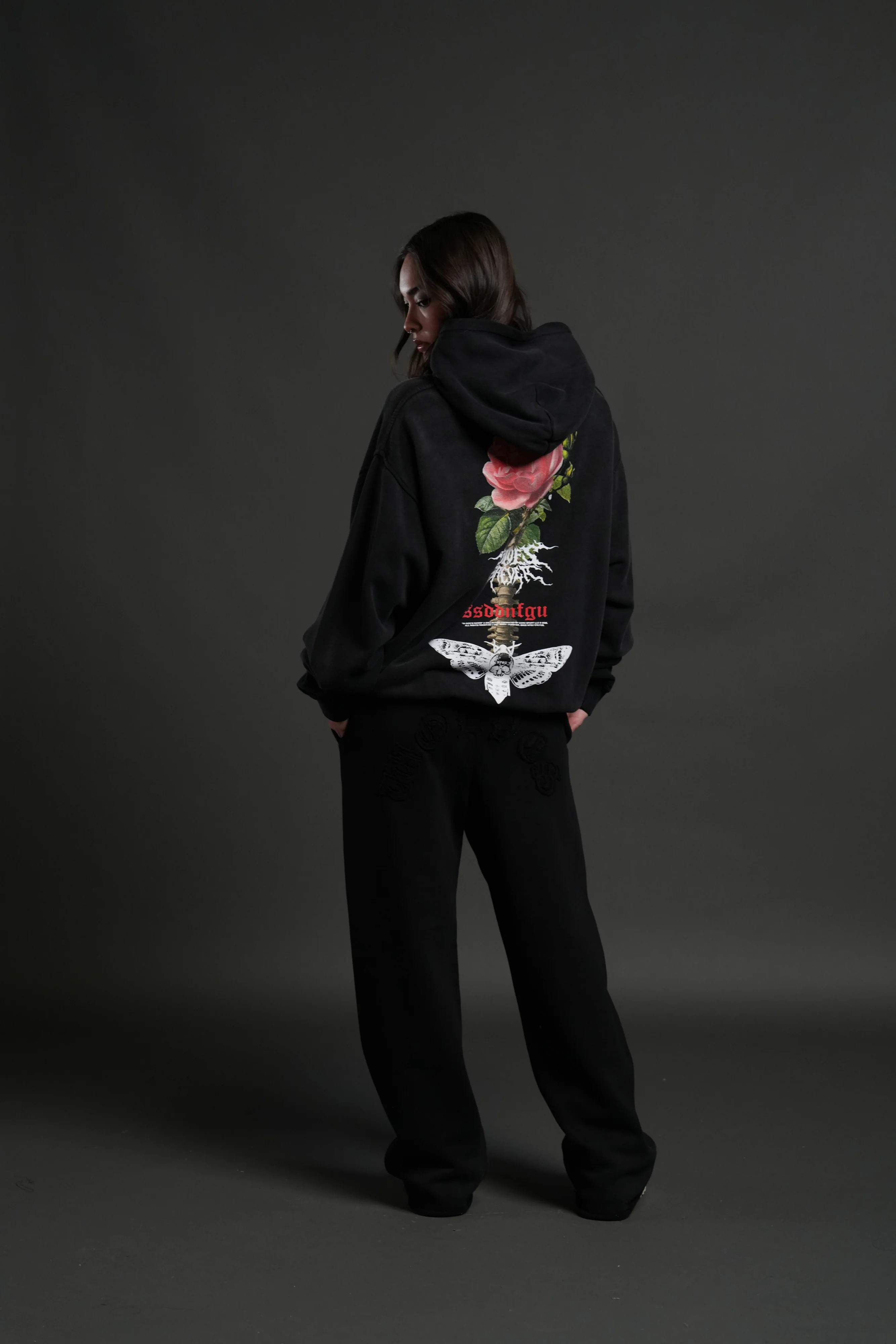 Mori Rose "Pierce" Hoodie in Black Drift Wash - Image 12