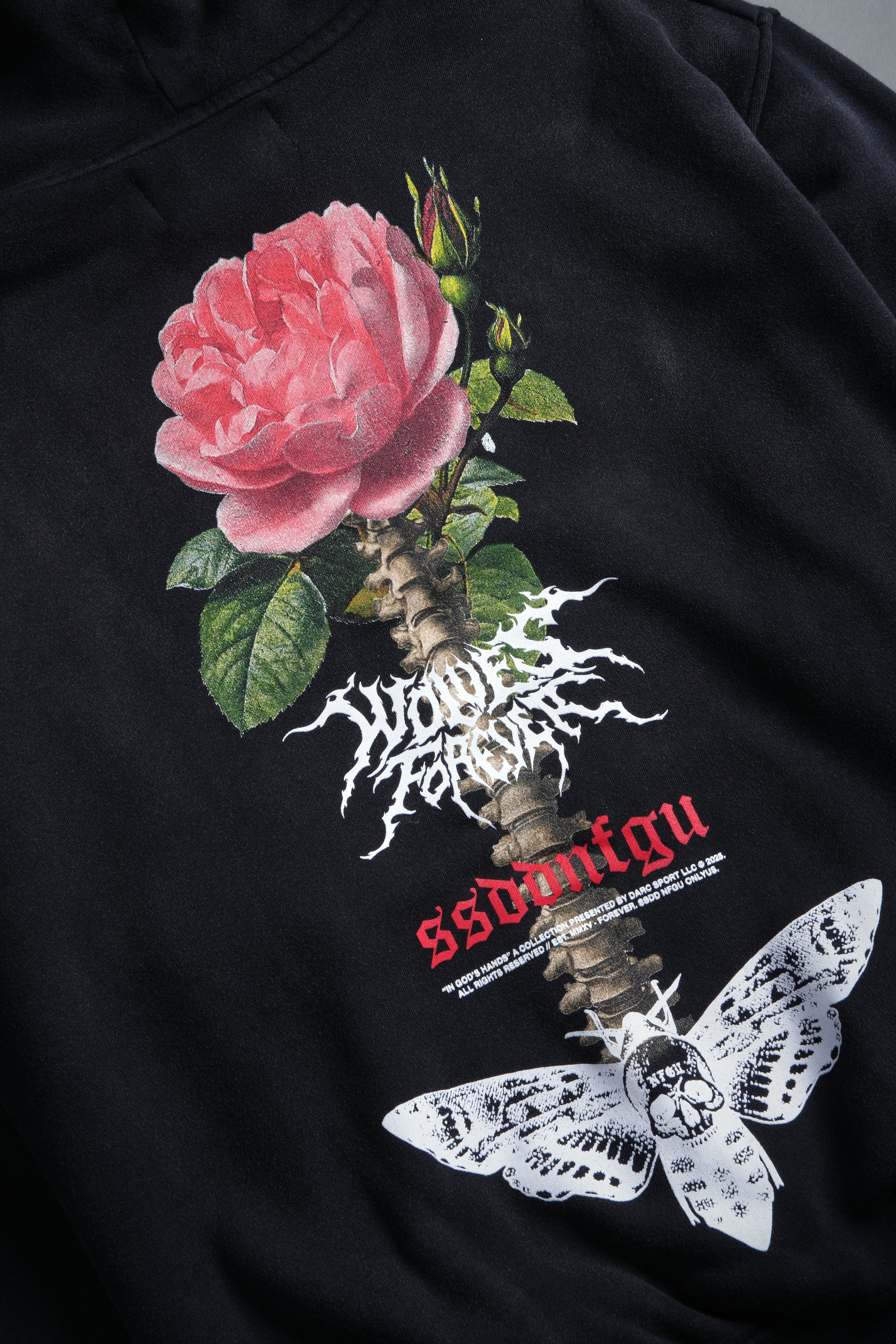 Mori Rose "Pierce" Hoodie in Black Drift Wash - Image 15