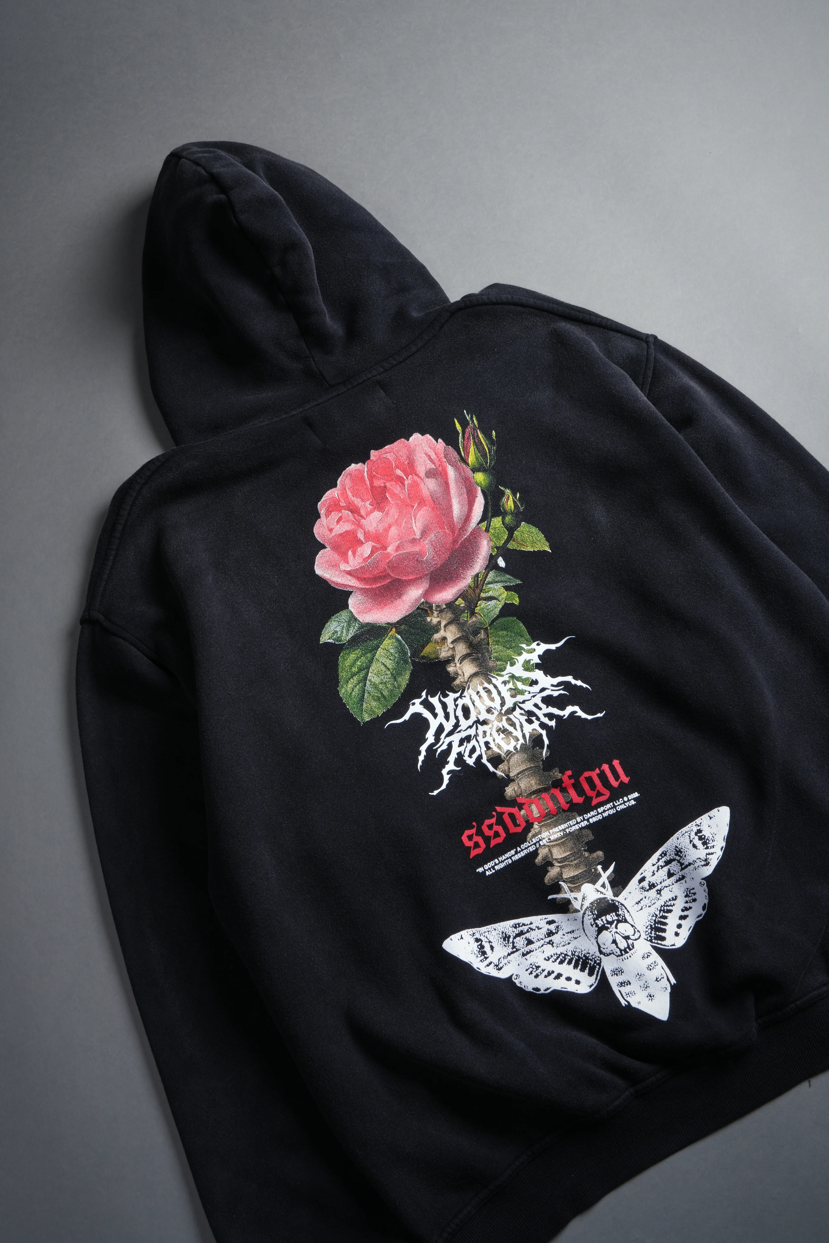 Mori Rose "Pierce" Hoodie in Black Drift Wash - Image 17