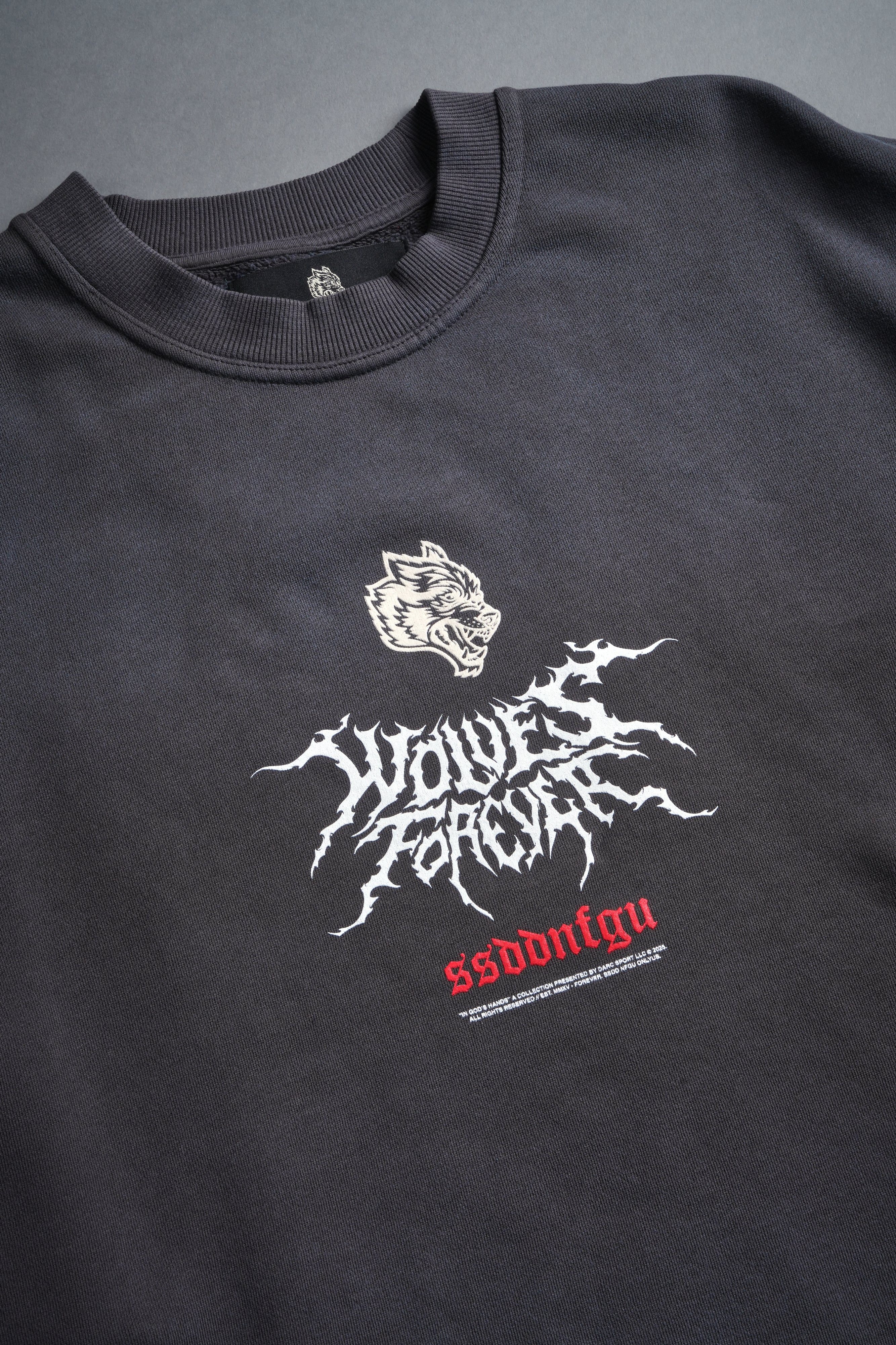 Mori Rose Raw Hem "Box Cut" Crewneck in Wolf Gray Drift Wash - Image 9