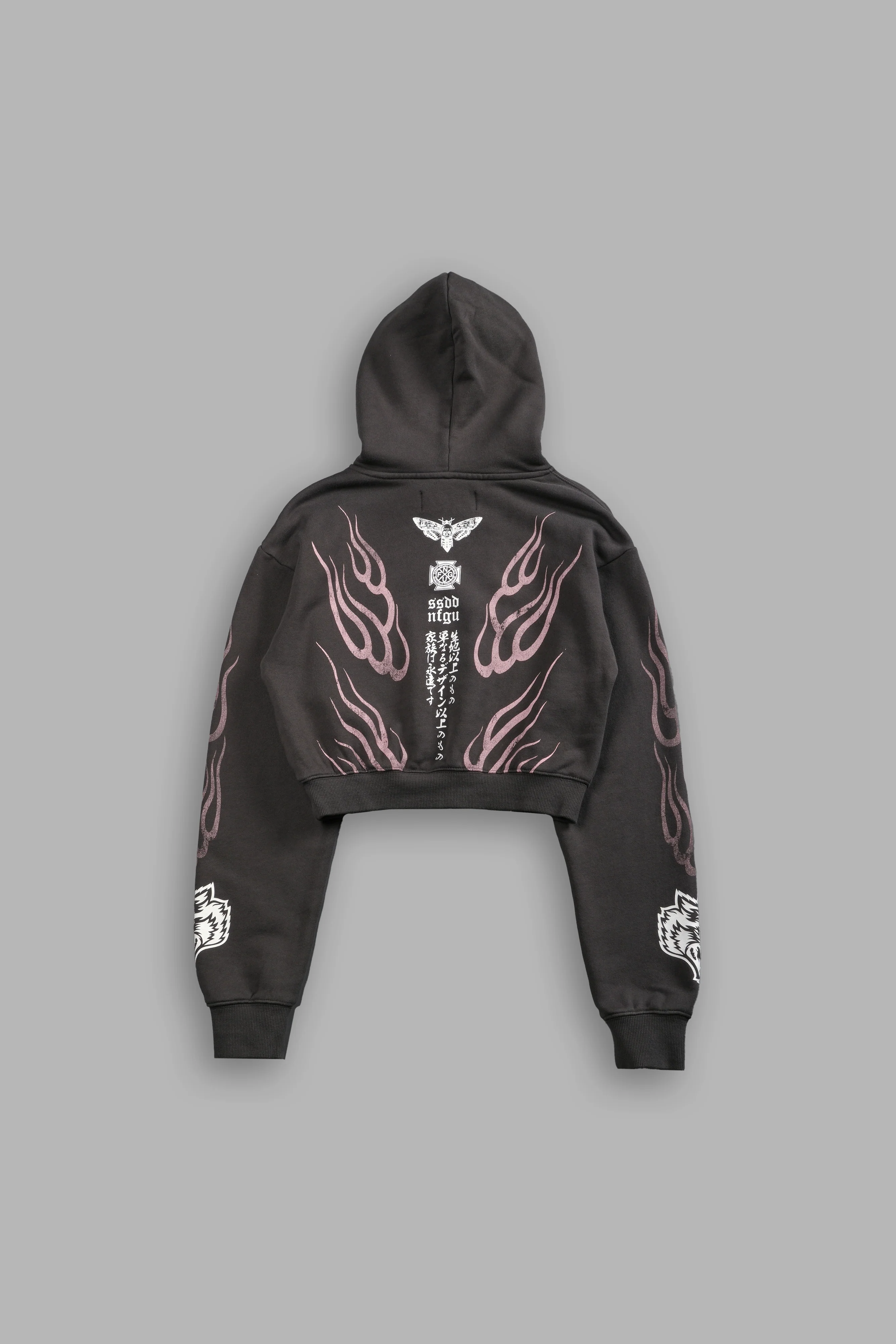 Moth Flames "Rose" Hoodie in Wolf Gray - Image 2