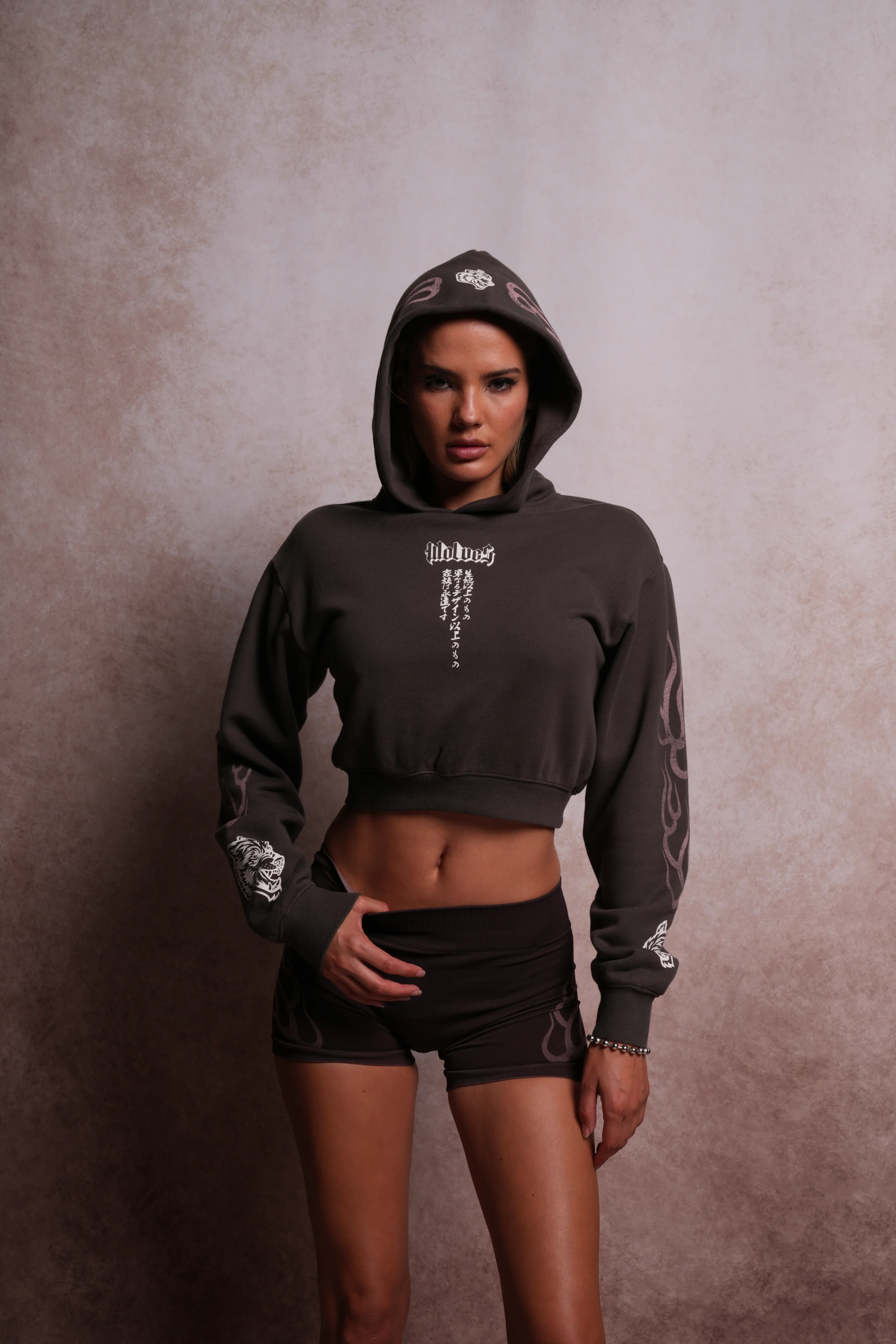 Moth Flames "Rose" Hoodie in Wolf Gray - Image 5