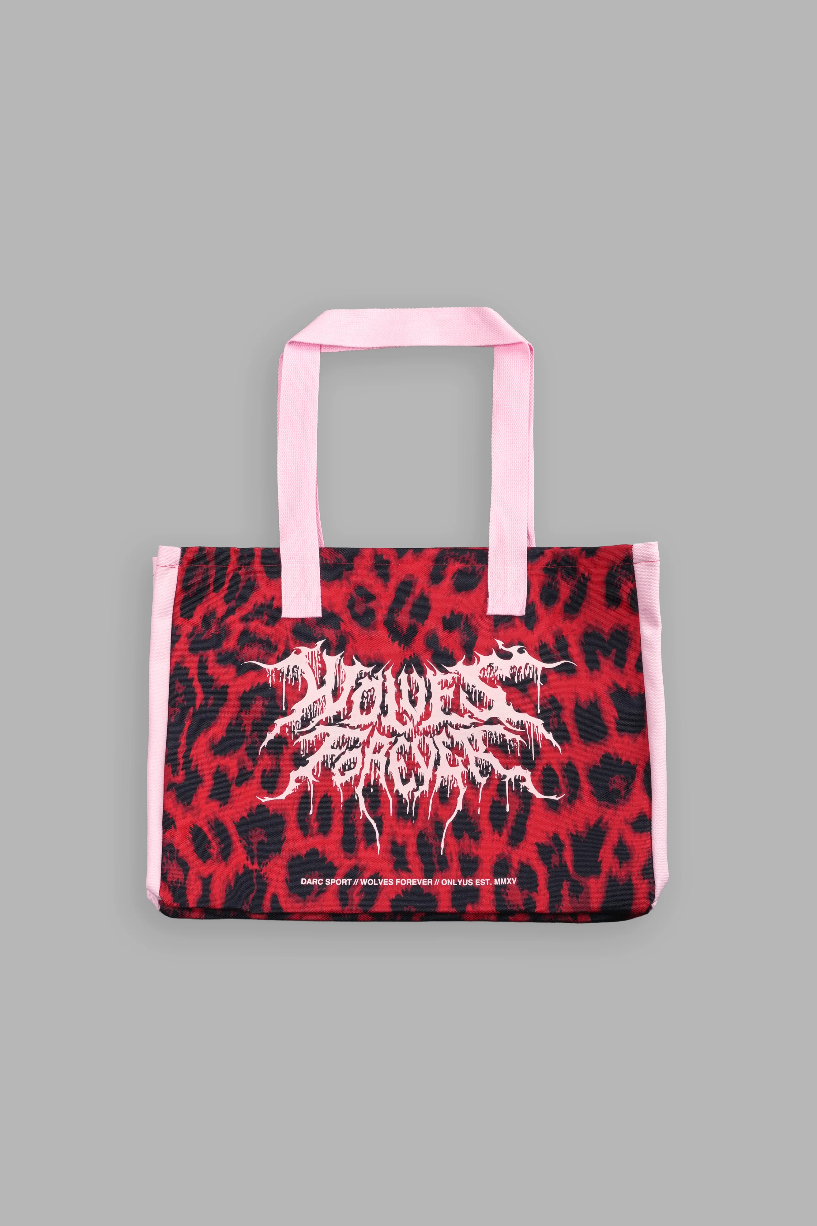 Moth Forever Canvas Tote in Red Leopard/Cloud Pink