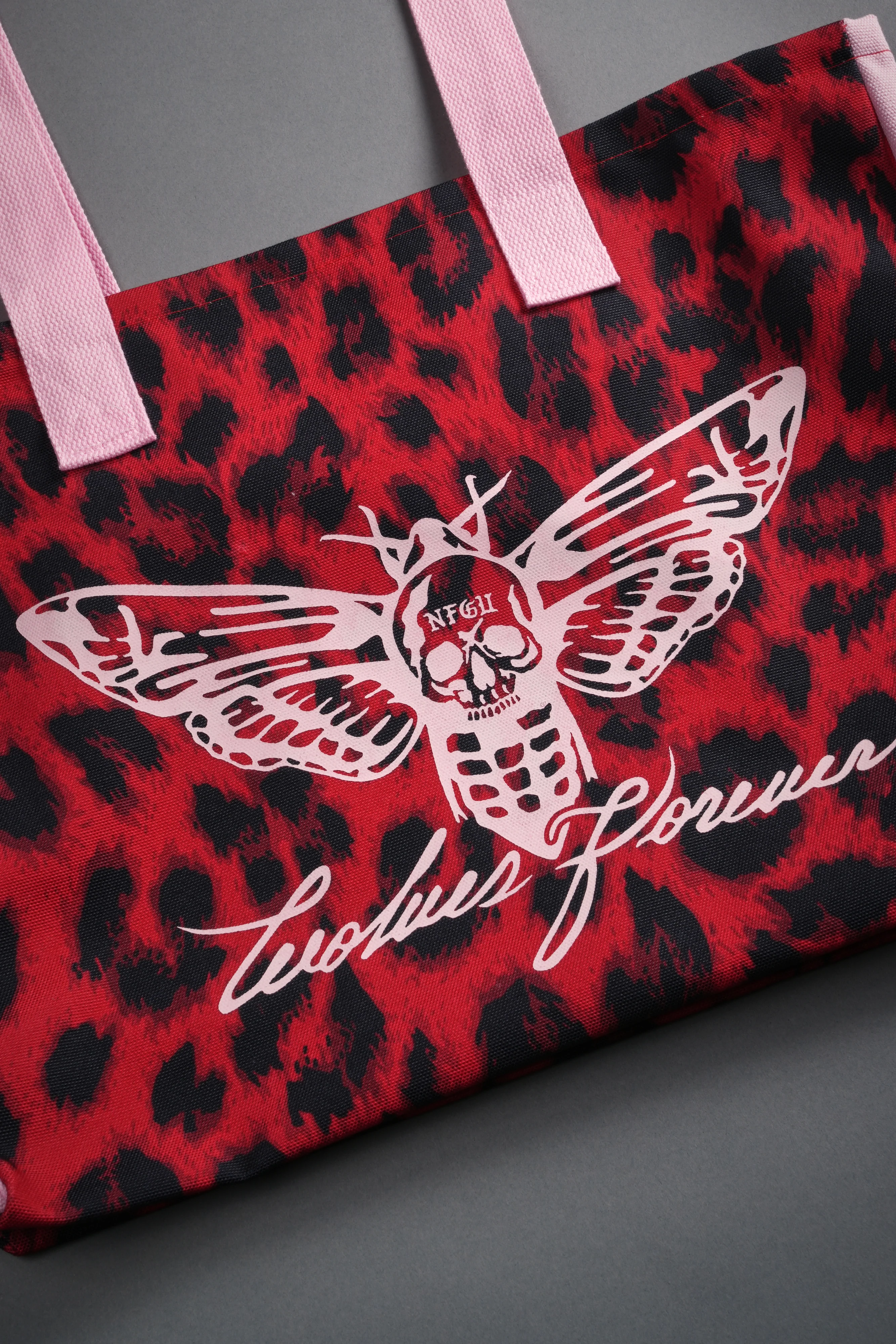 Moth Forever Canvas Tote in Red Leopard/Cloud Pink - Image 14