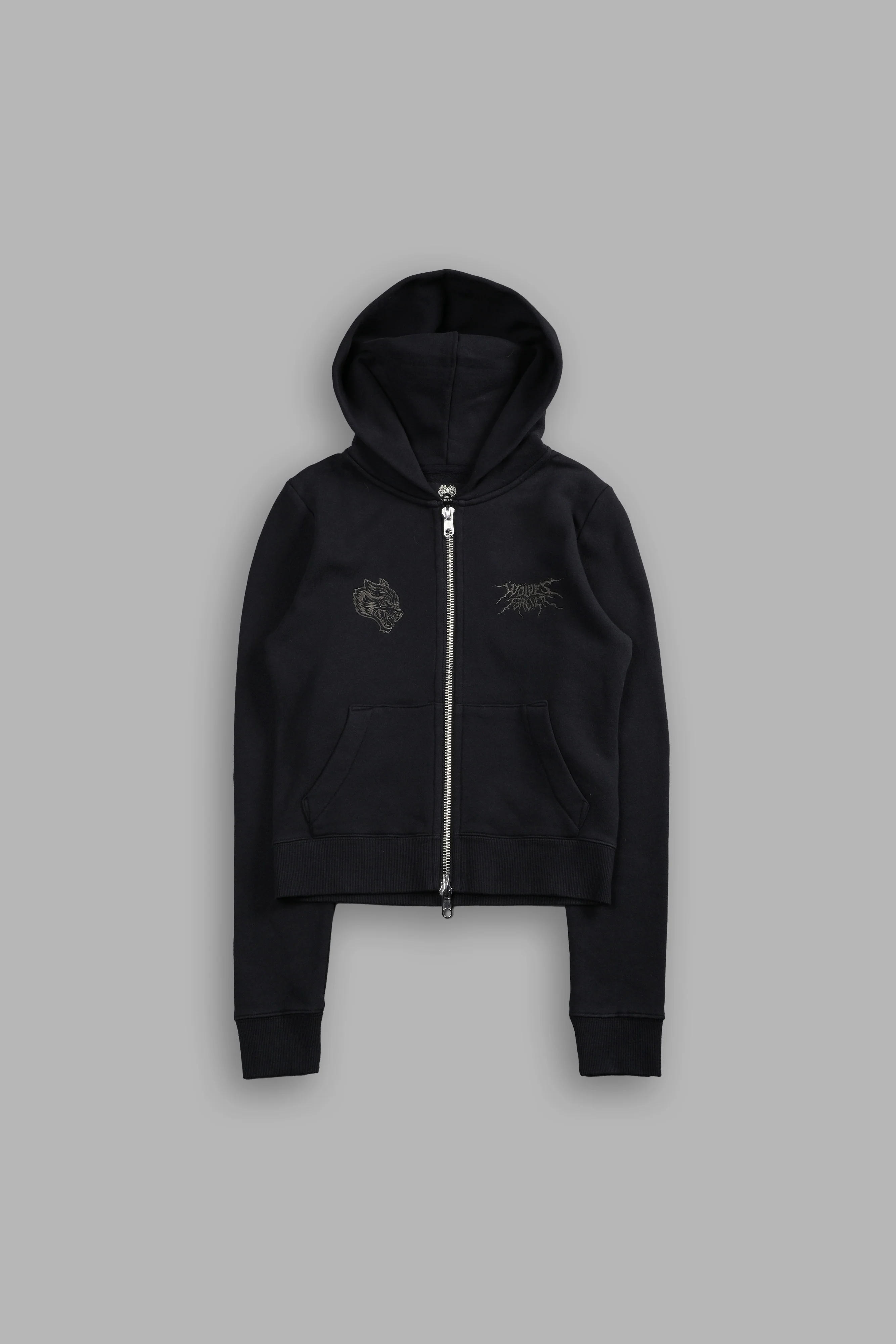 Moth Kanji "Iris" Zip Up Hoodie in Black - Image 3