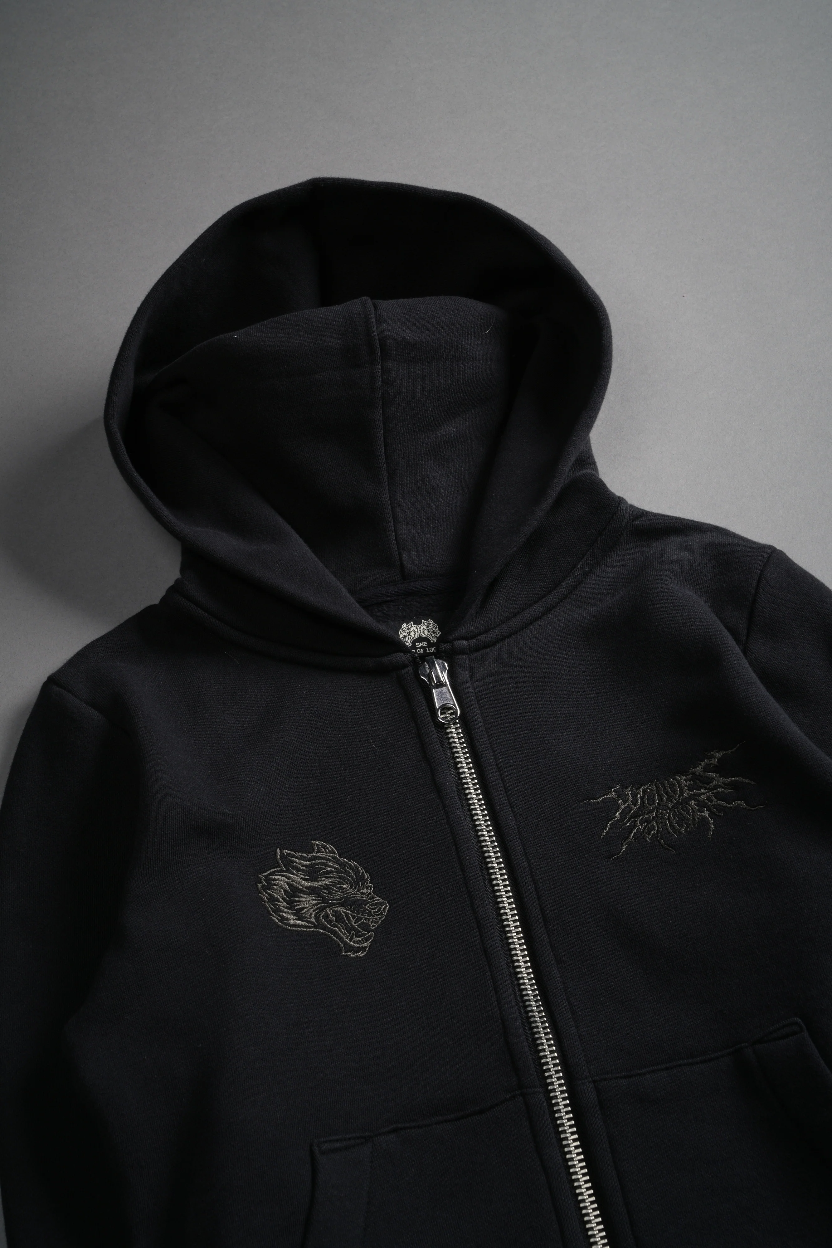 Moth Kanji "Iris" Zip Up Hoodie in Black - Image 8