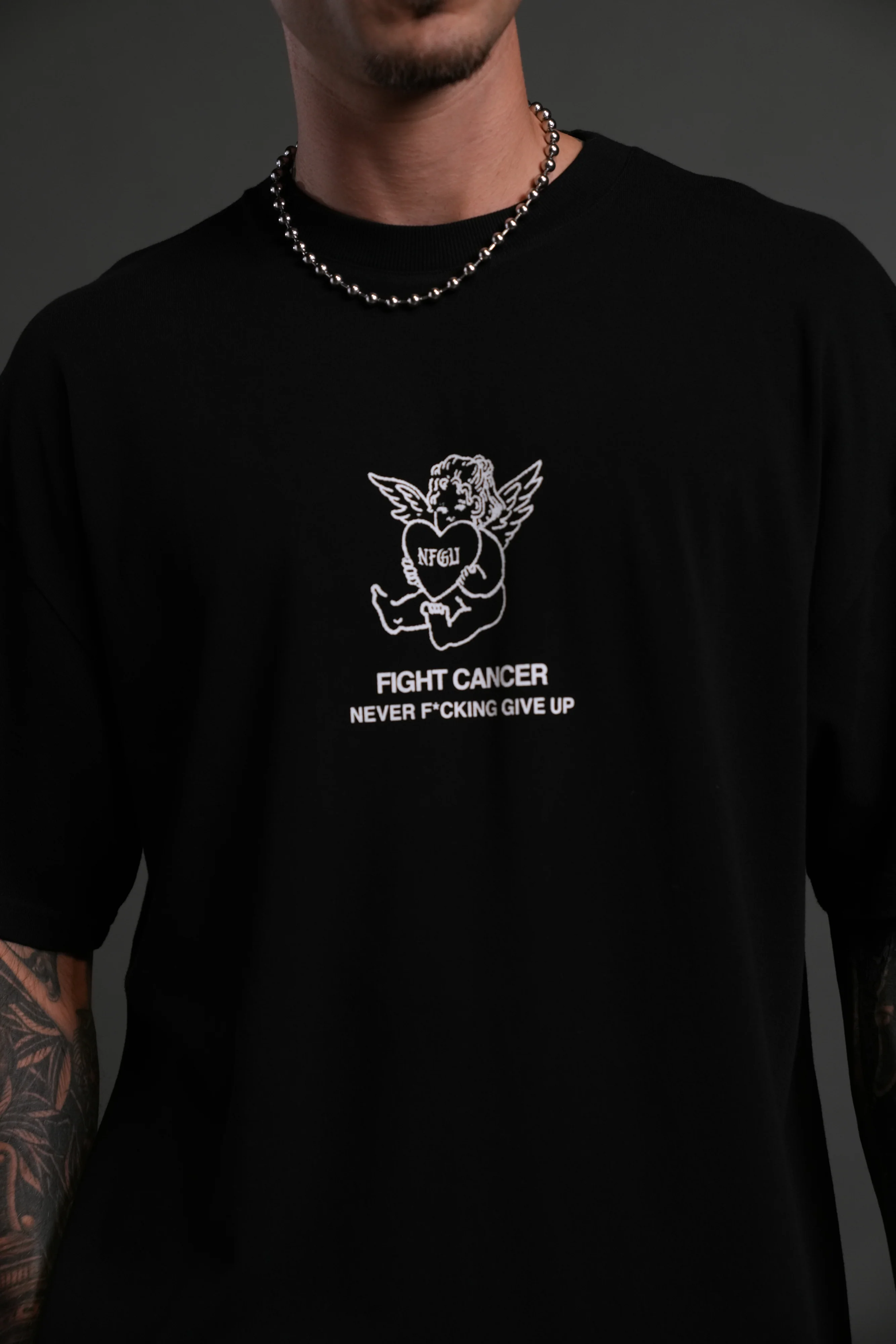 Never F*cking Give Up "Premium" Oversized Tee in Black - Image 7