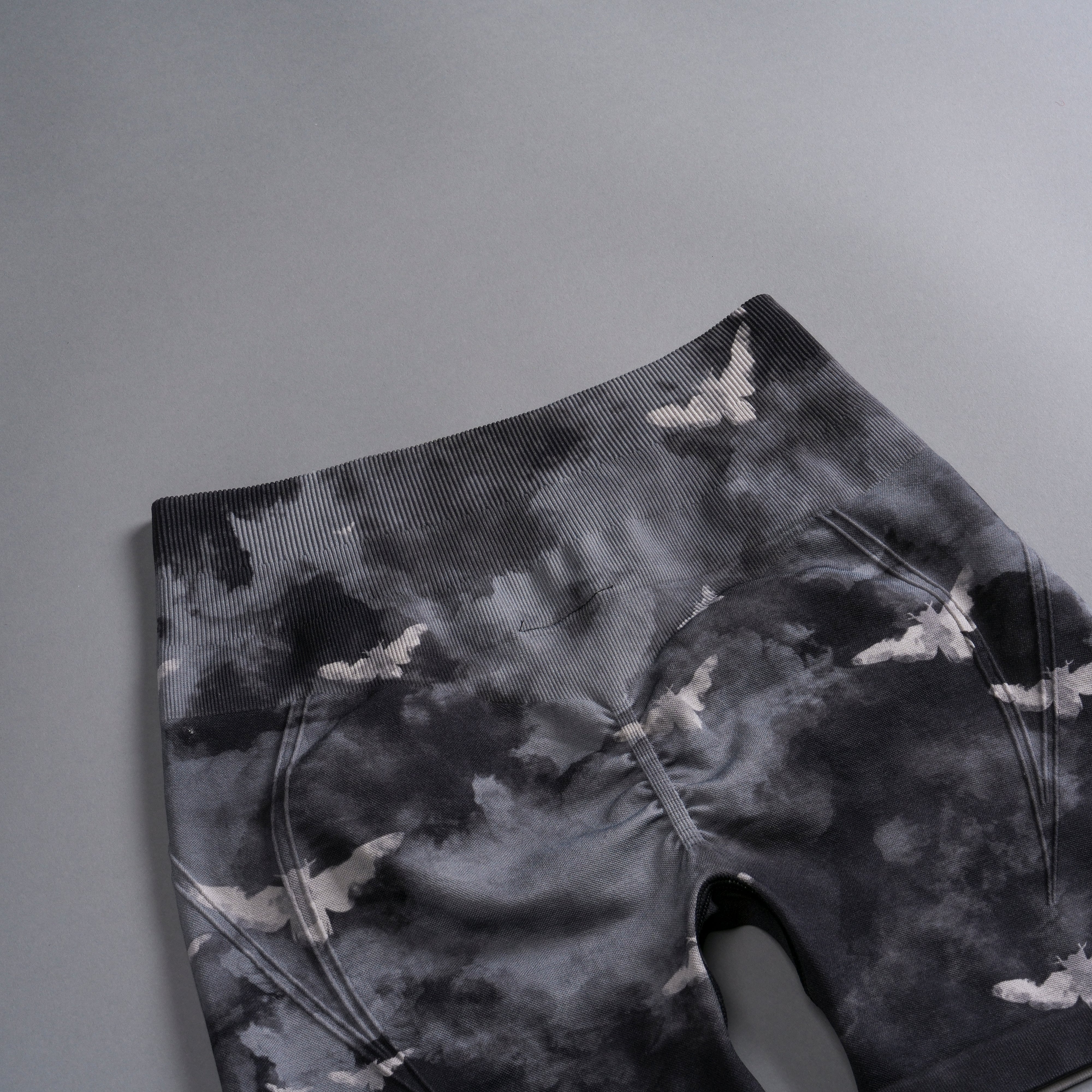 Never Forgotten Everson Seamless "Huxley" Shorts in Black Death Moth Ghost Clouds - Image 11