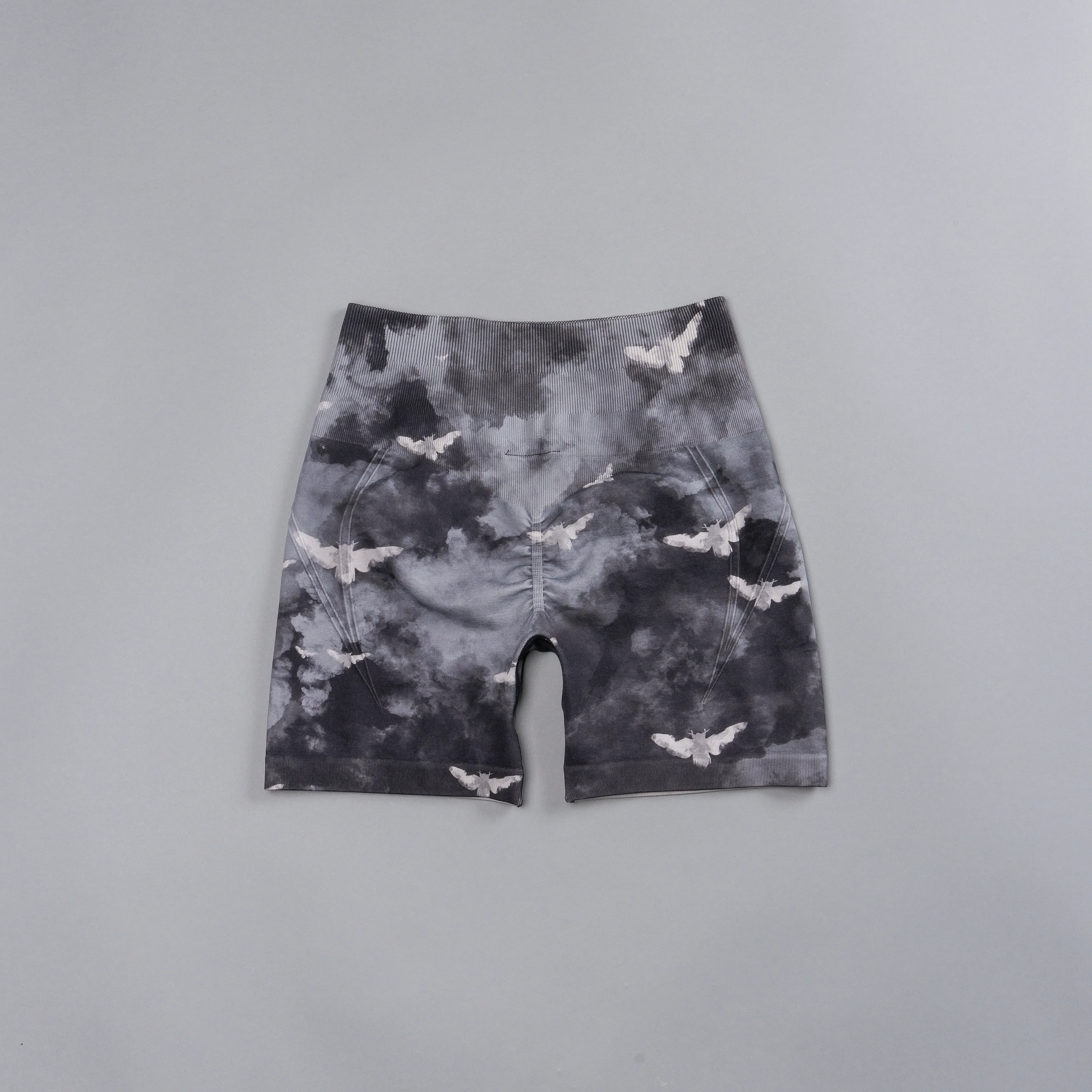 Never Forgotten Everson Seamless "Huxley" Shorts in Black Death Moth Ghost Clouds - Image 4