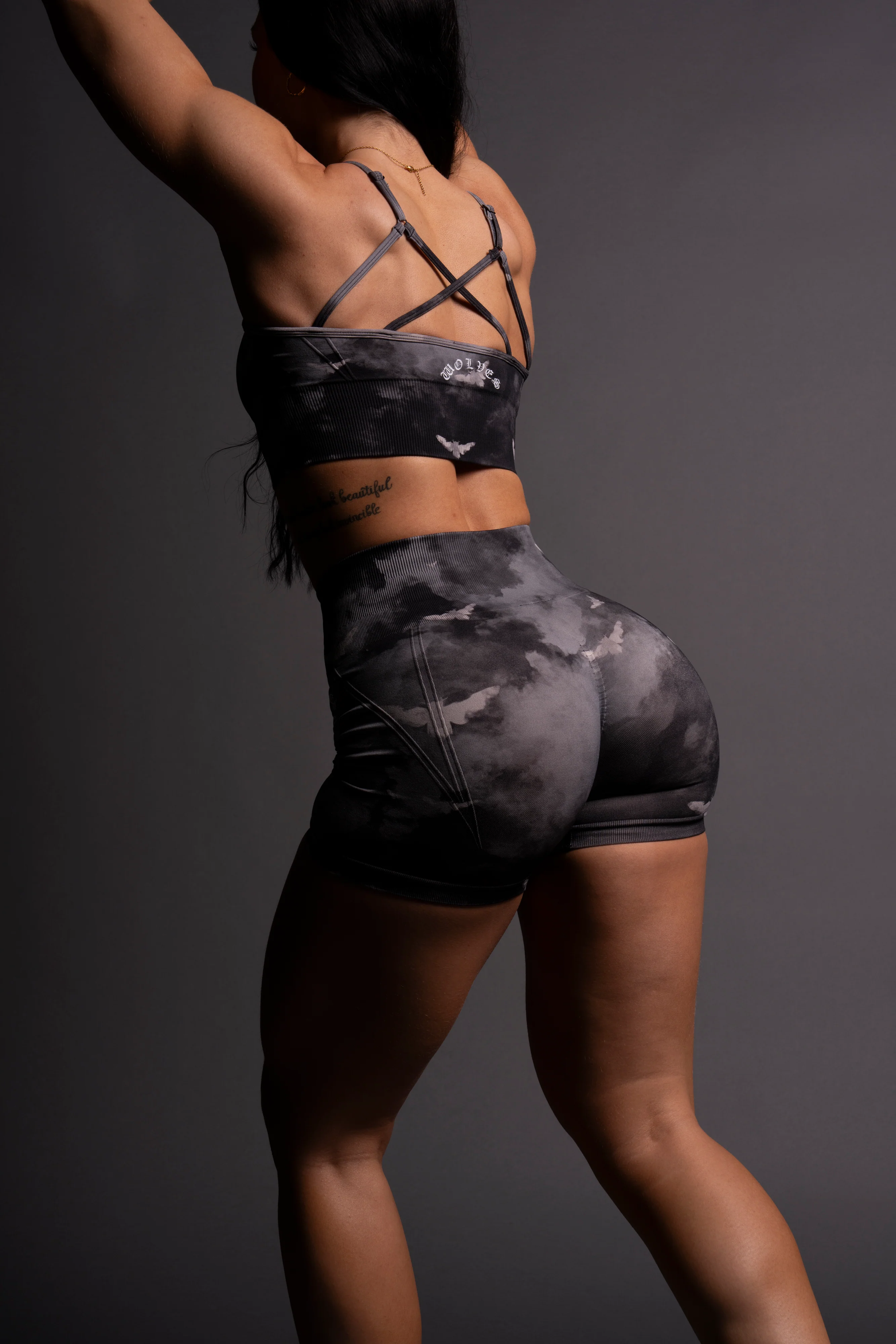 Never Forgotten Everson Seamless "Huxley" Shorts in Black Death Moth Ghost Clouds - Image 5