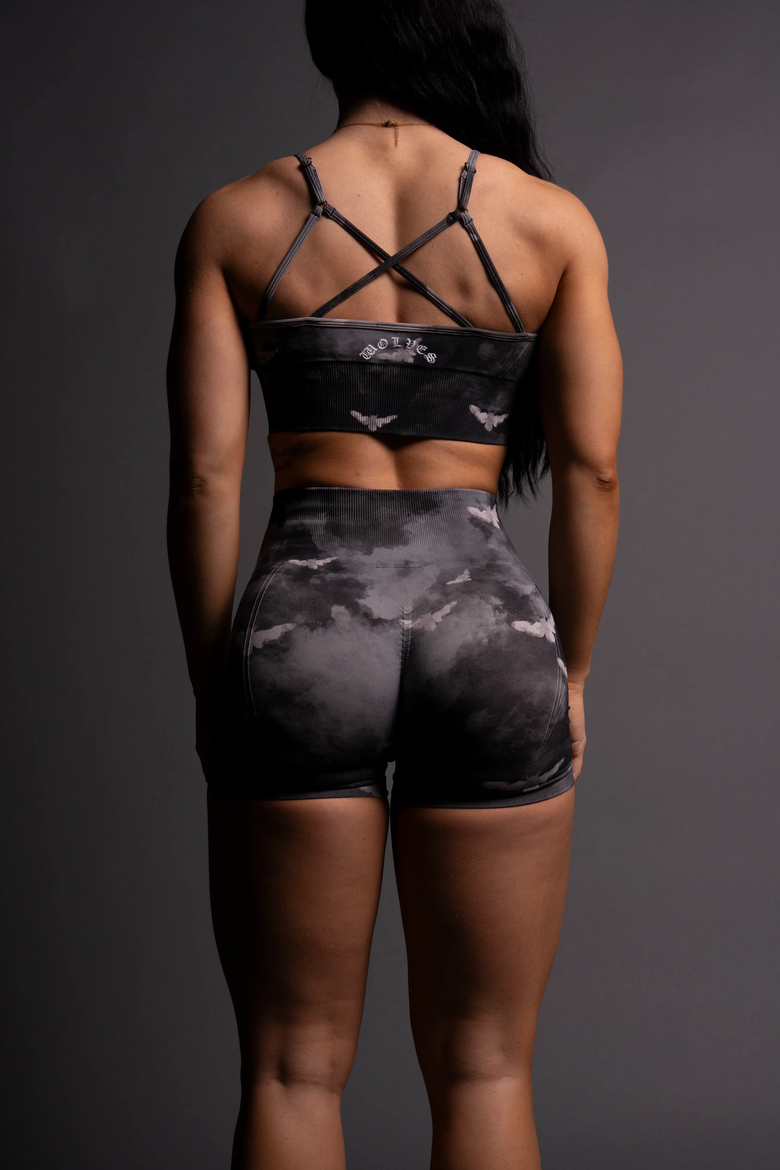 Never Forgotten Everson Seamless "Huxley" Shorts in Black Death Moth Ghost Clouds - Image 6