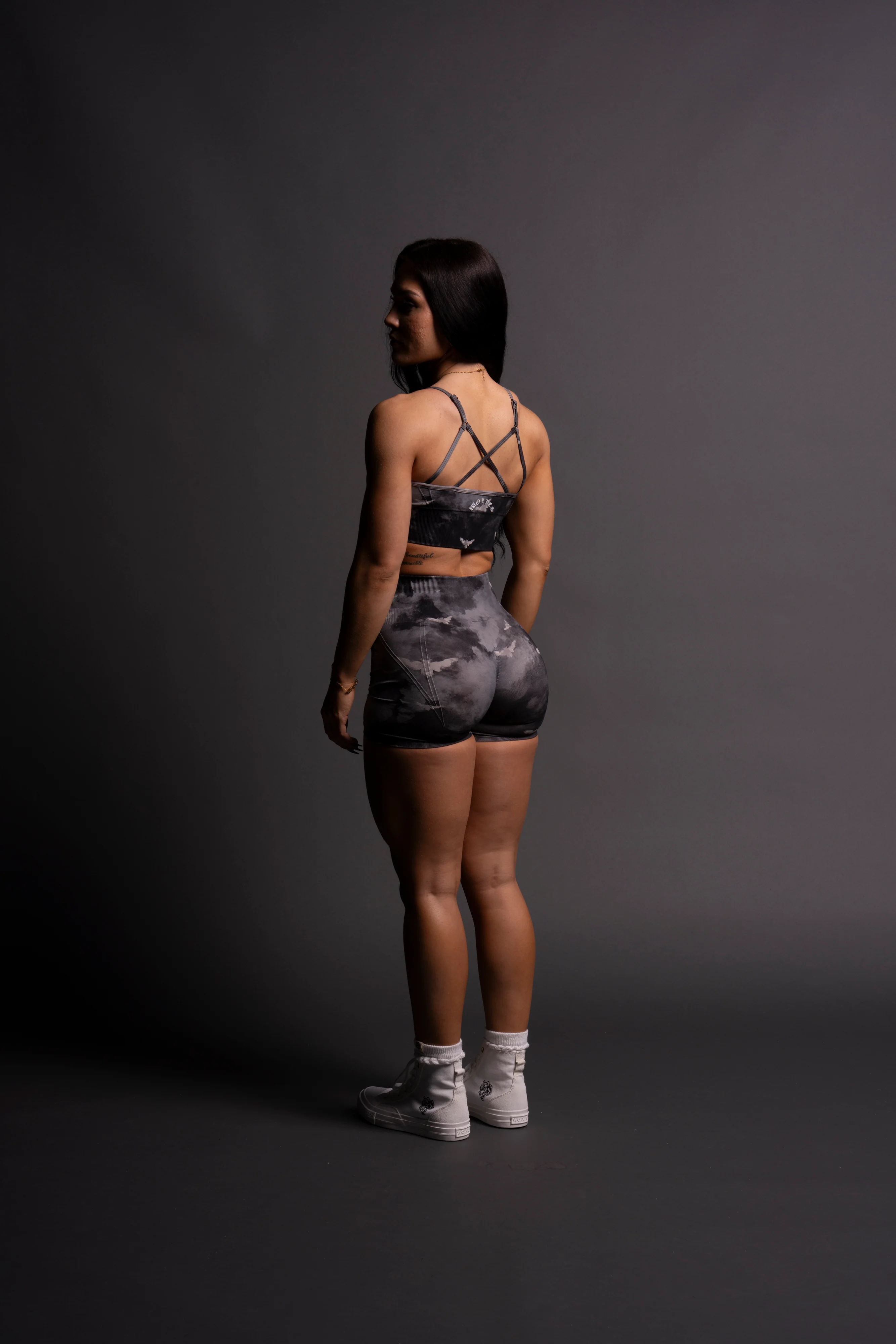 Never Forgotten Everson Seamless "Huxley" Shorts in Black Death Moth Ghost Clouds - Image 7