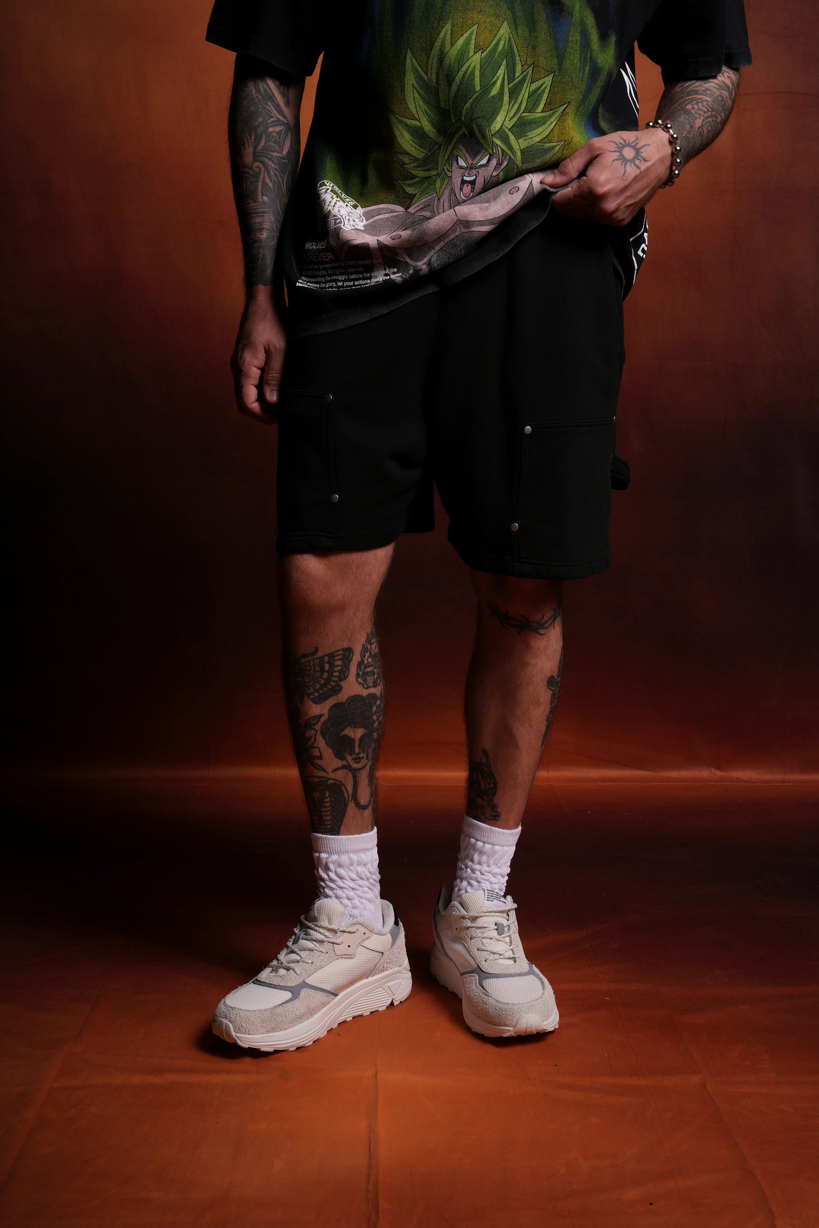NFGU Forever Rivet Fleece Shorts in Black - Image 3