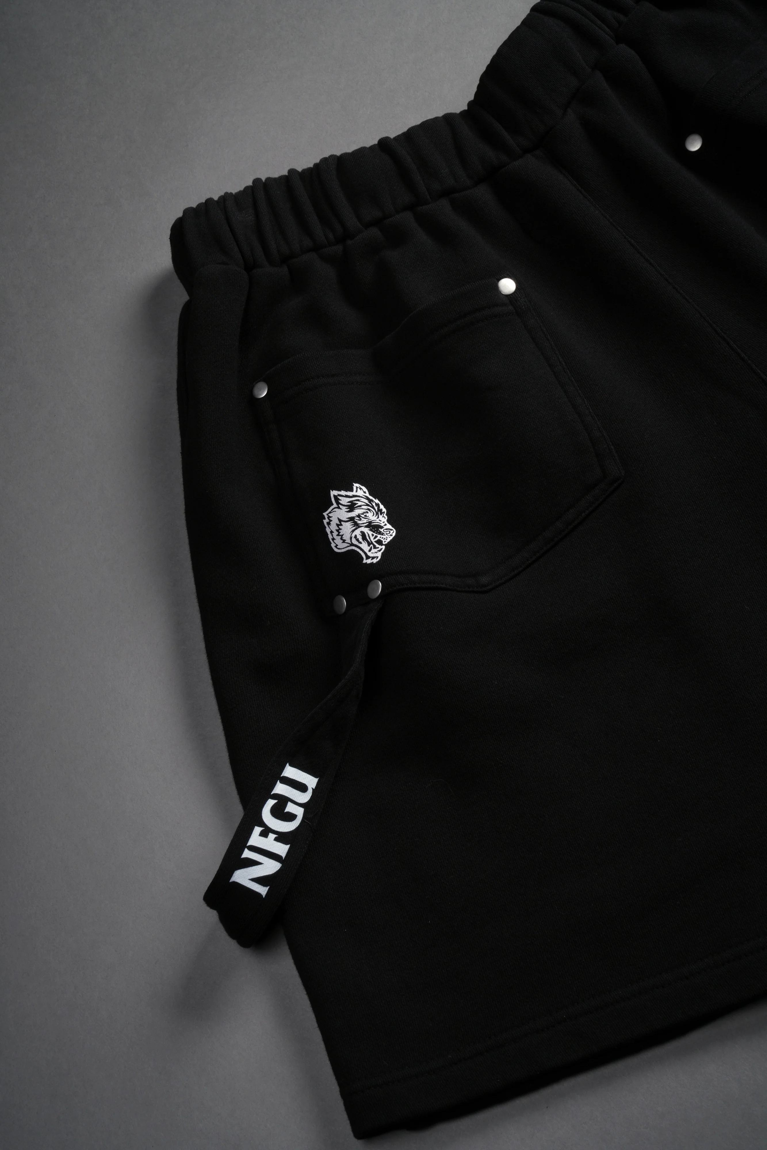 NFGU Forever Rivet Fleece Shorts in Black - Image 5