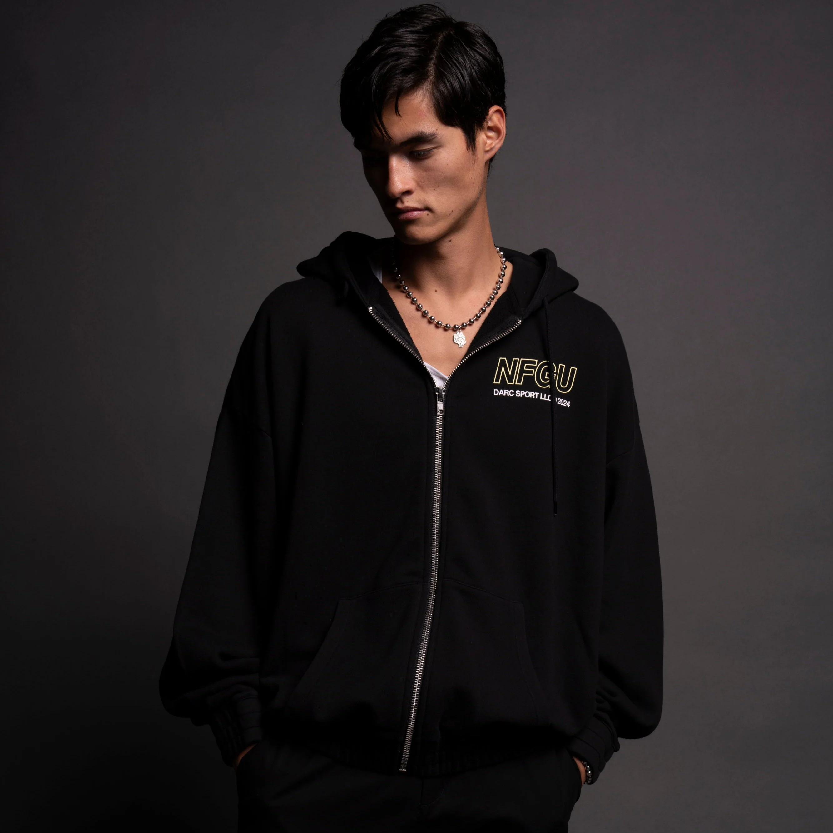 NFGU Forever V2 "Chambers" Zip Hoodie in Black - Image 2