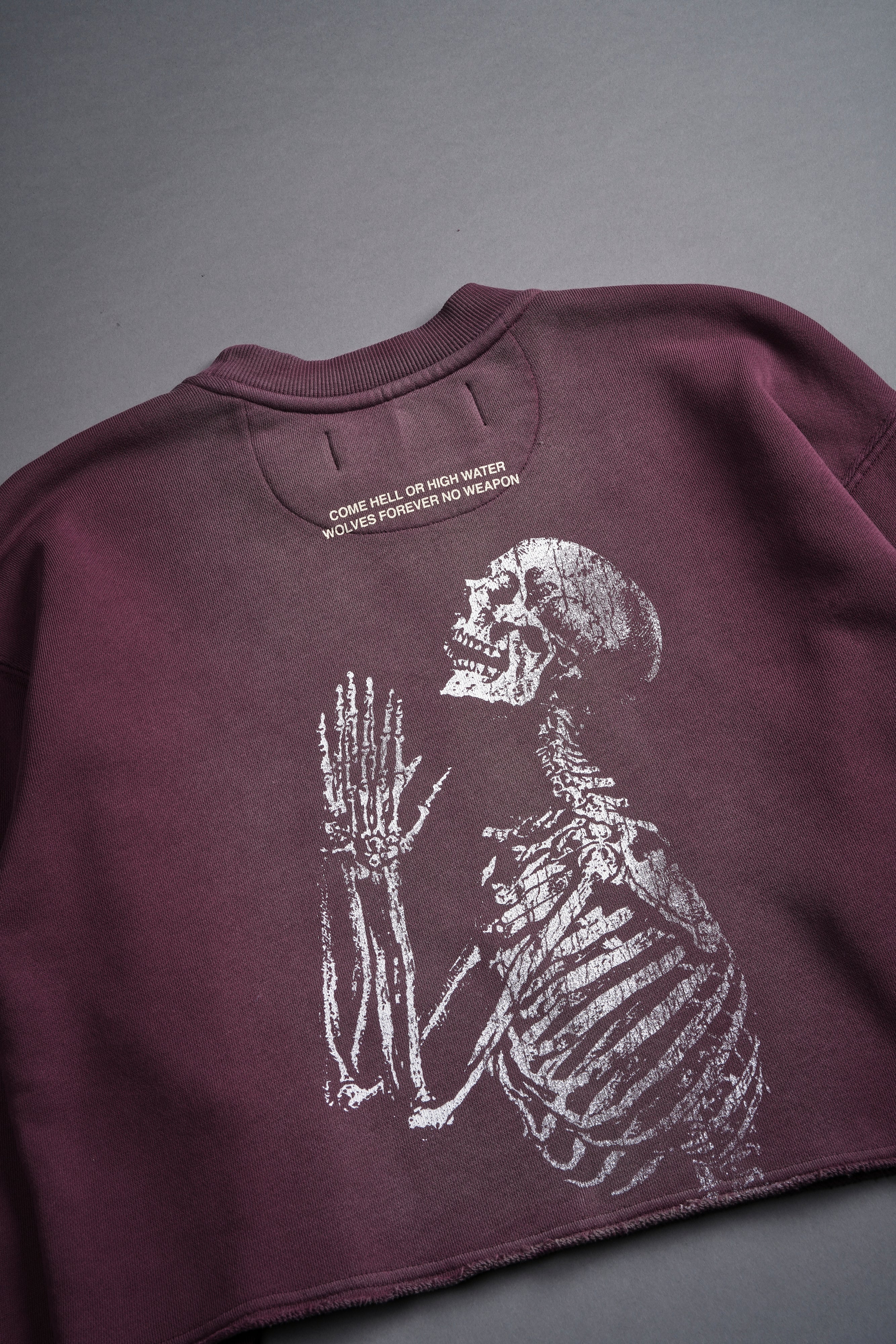 No Weapon Shall Prosper (Cropped) Crewneck in Cherry Wine Tonal Sun Fade - Image 10
