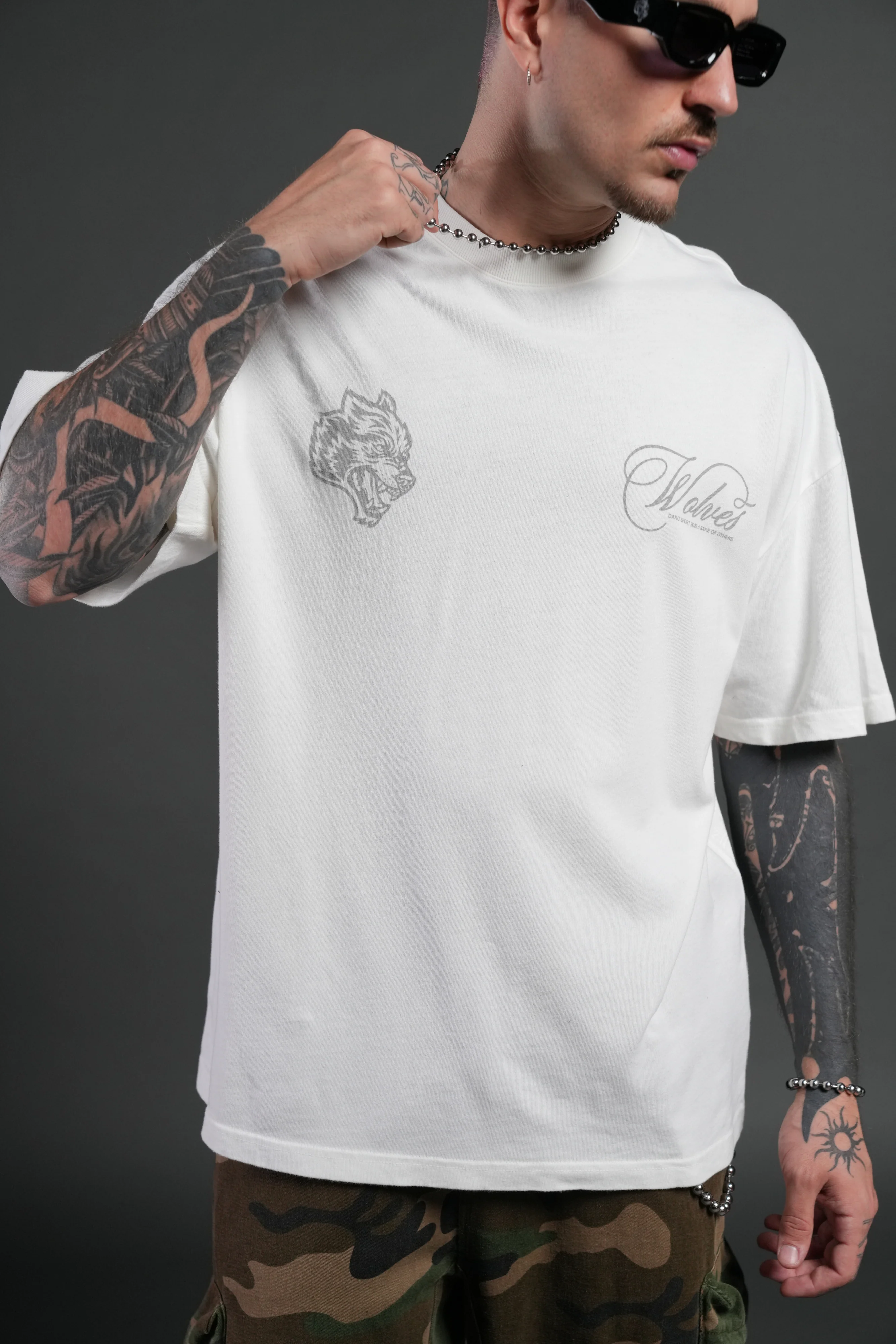 Nocturne Bloom Premium Oversized Tee in Cream - Image 5
