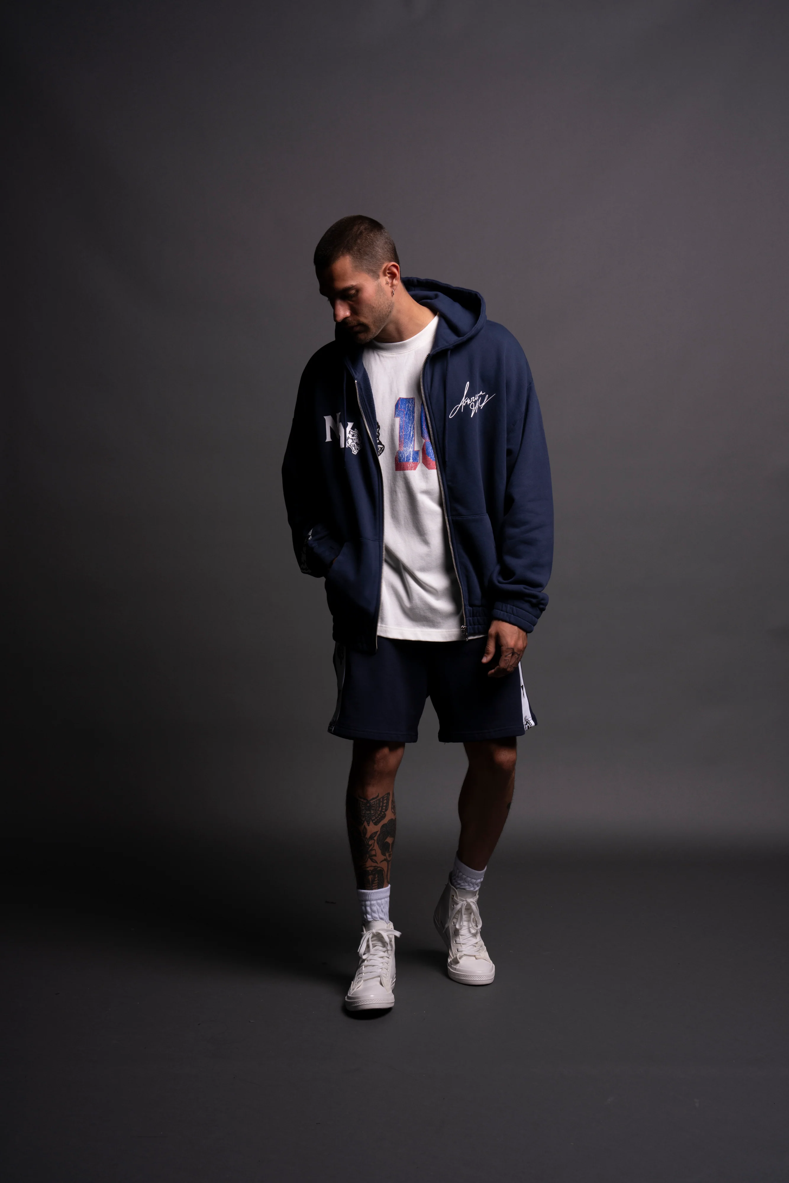 NY Wolf "Chambers" Zip Hoodie in Navy - Image 3