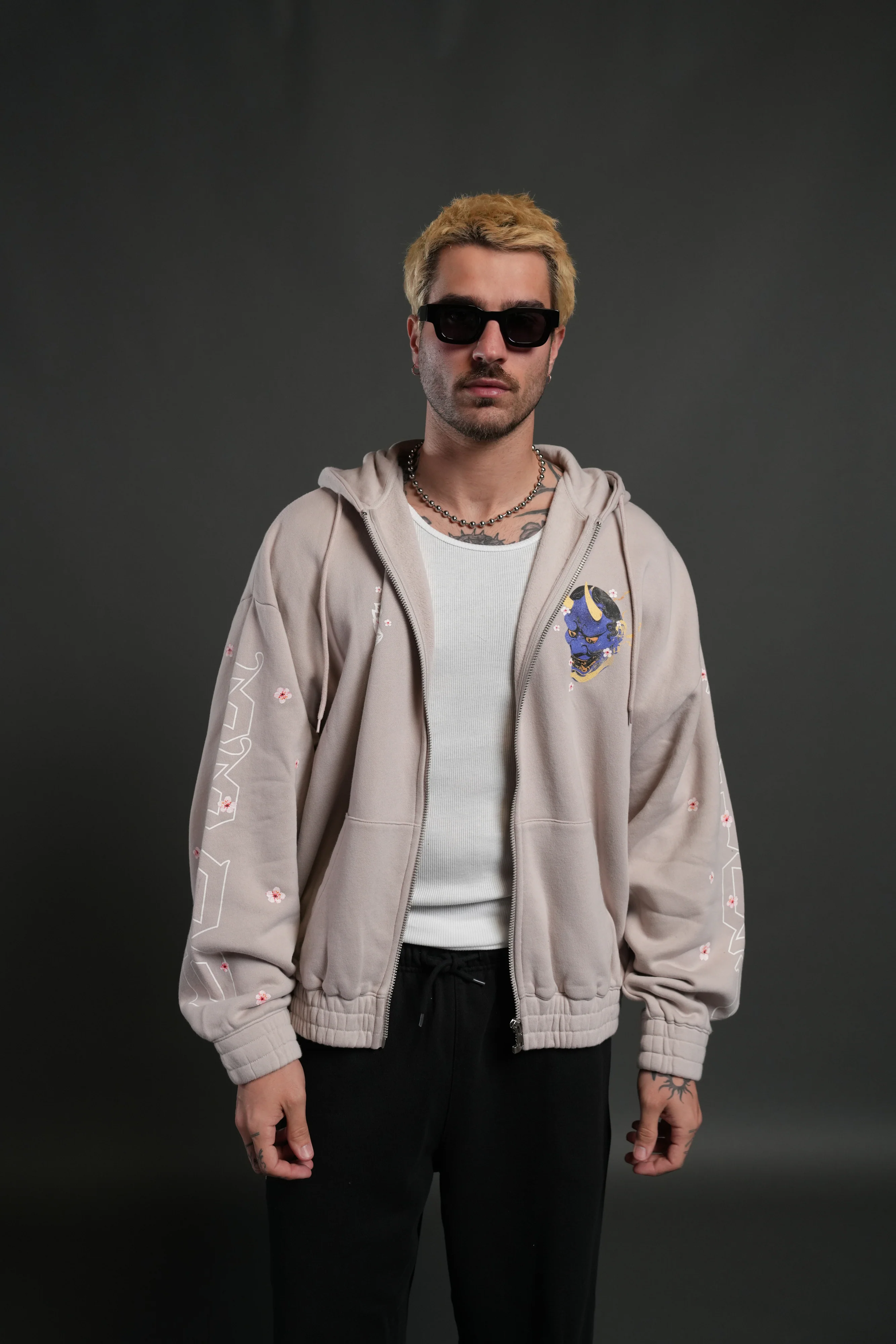 Oni Code Blossom "Chambers" Zip Hoodie in Clay - Image 2