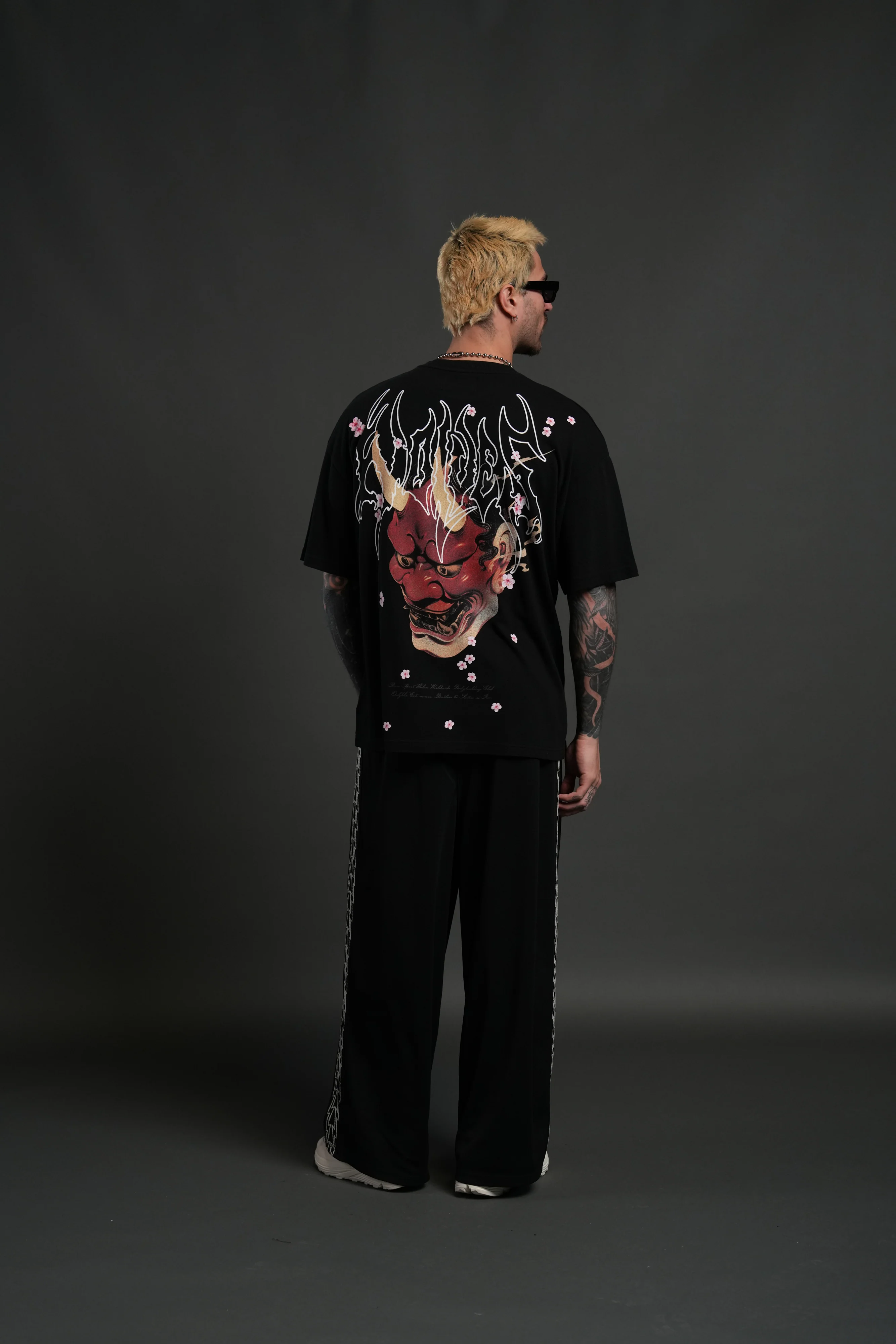 Oni Code Blossom "Premium" Oversized Tee in Black - Image 6