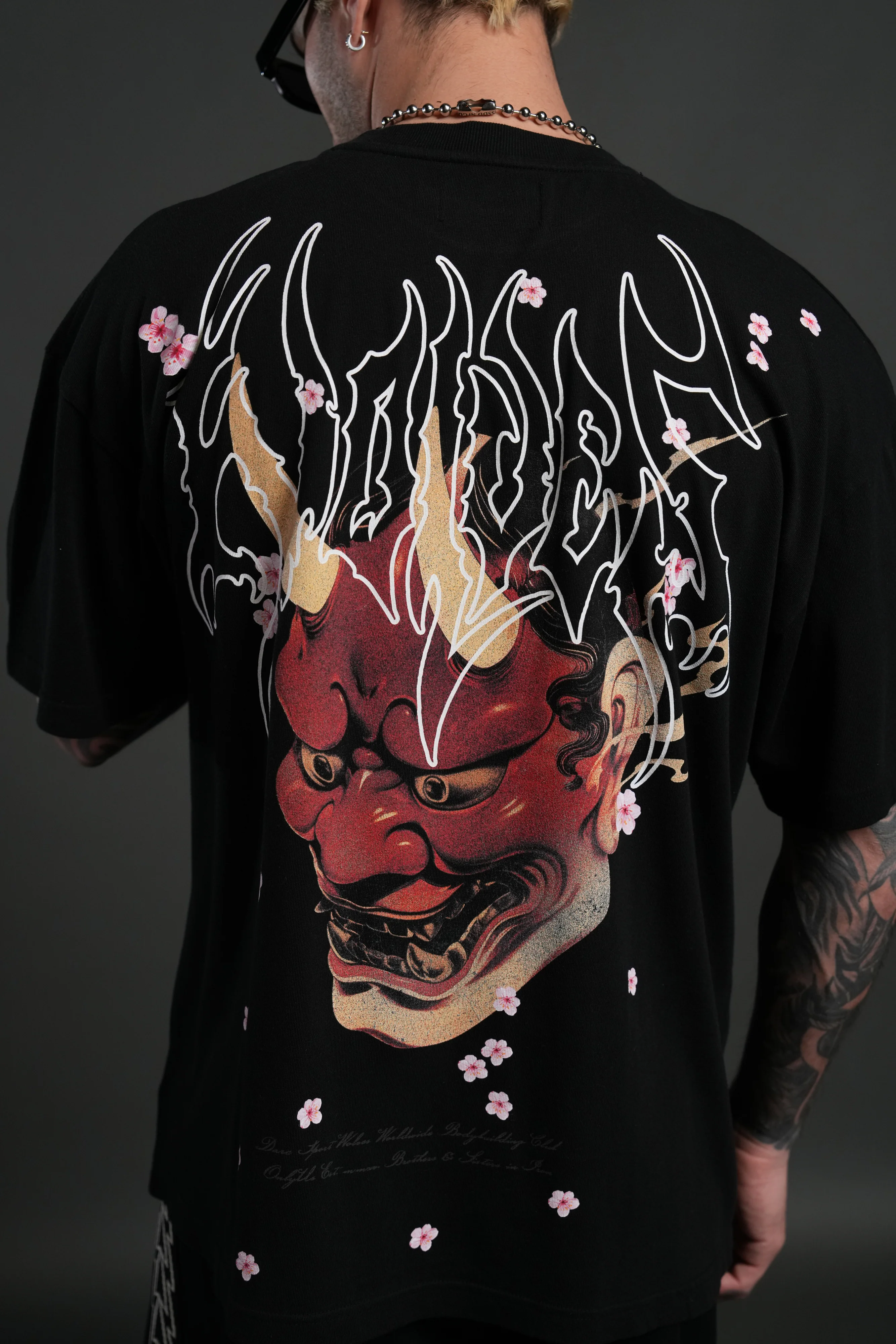 Oni Code Blossom "Premium" Oversized Tee in Black - Image 8