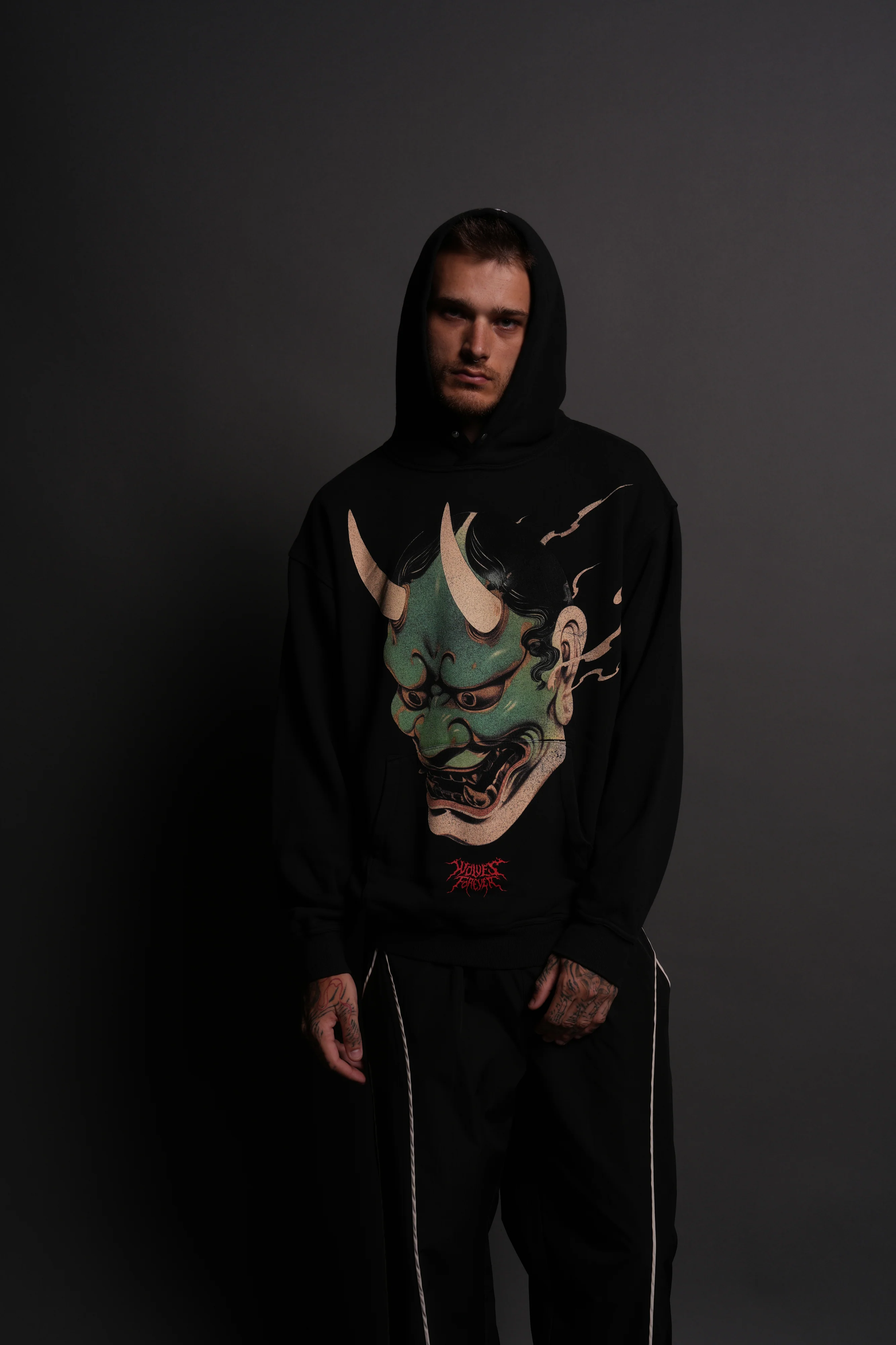 Oni Code "Pierce" Hoodie in Black - Image 4
